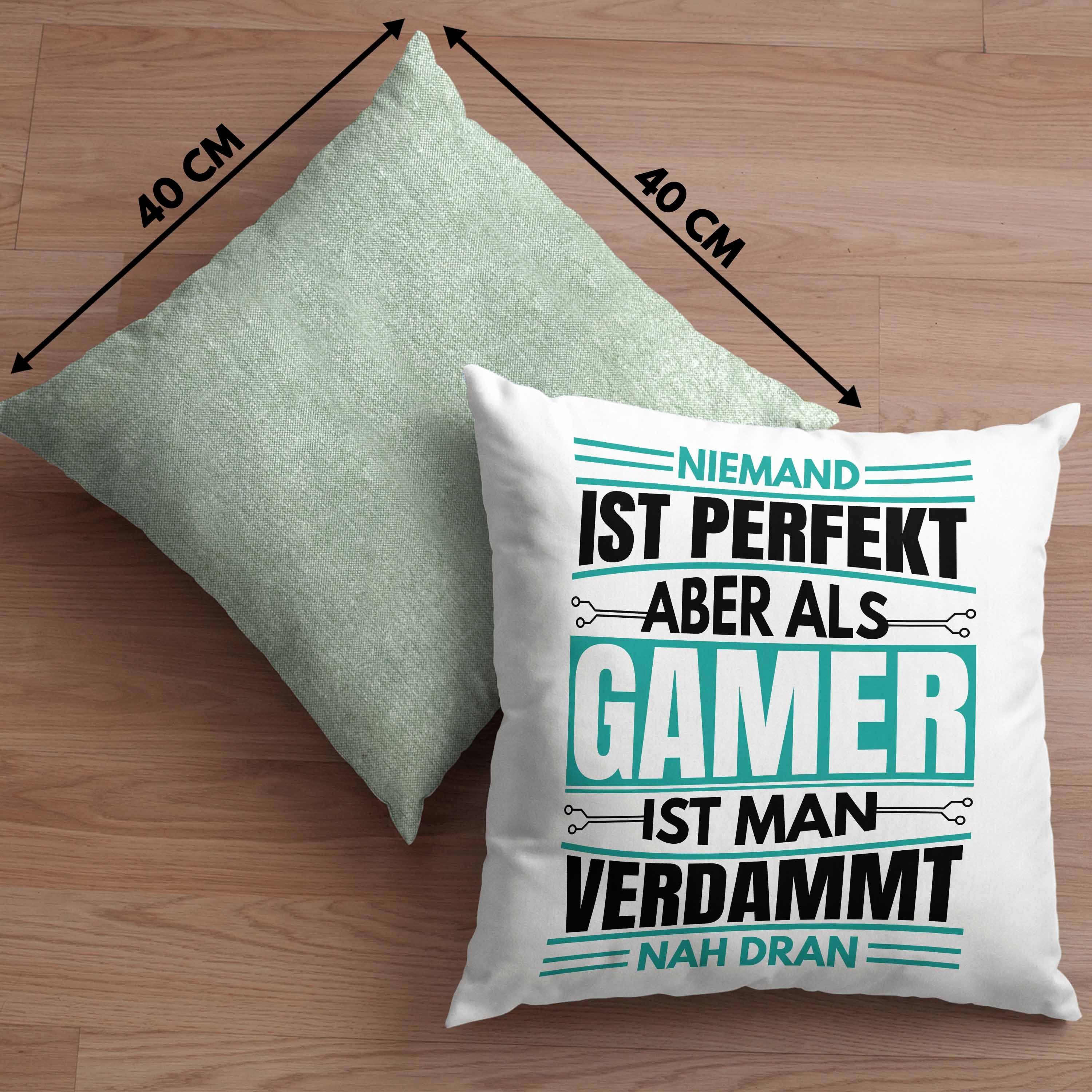 Dekokissen Gamer Dekokissen Grün - Füllung Perfekt mit Trendation Kissen Trendation Niemand Geschenkidee Ist 40x40 Zocker für Jungs Geschenk