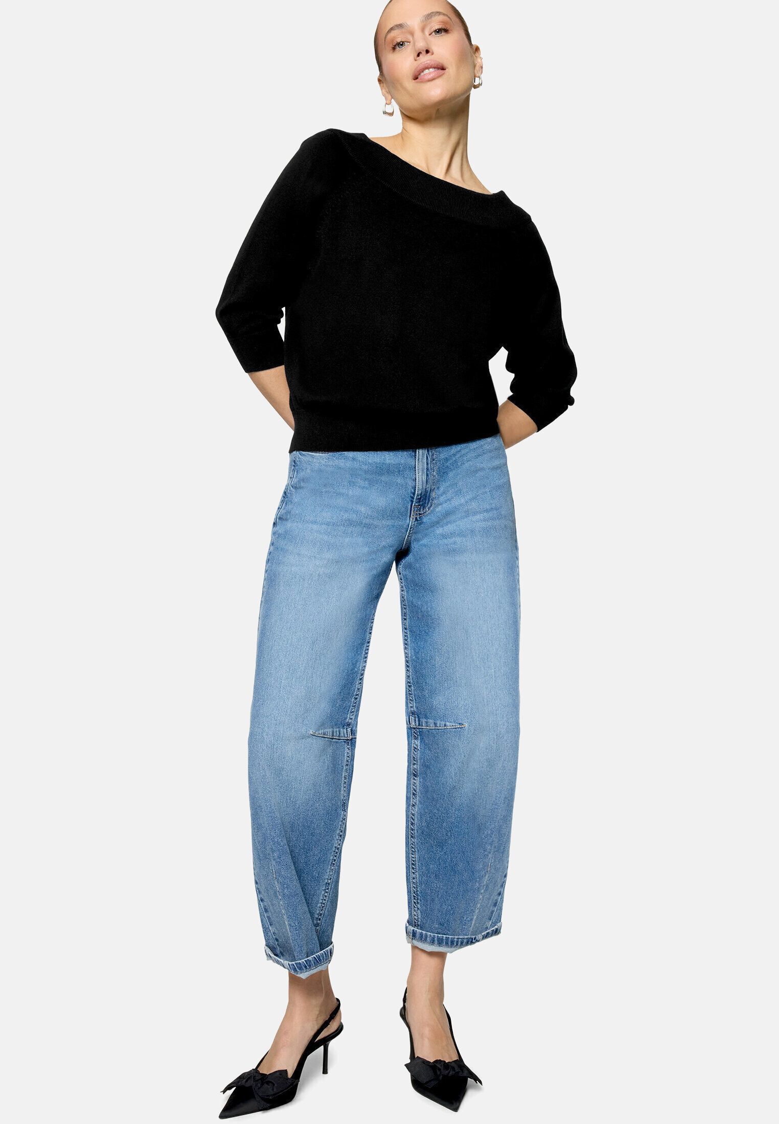 Zero Strickpullover Damen mit Carmenausschnitt (1-tlg) Plain/ ohne Details