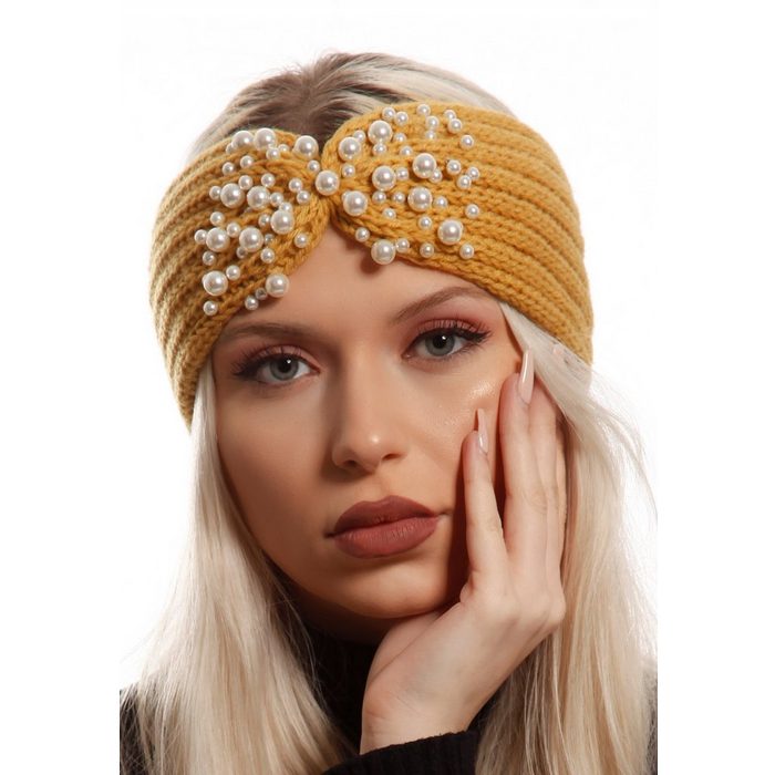 YC Fashion & Style Stirnband Stirnband Haarband aus Strick mit Perlen Ohrenschützer (1-St)