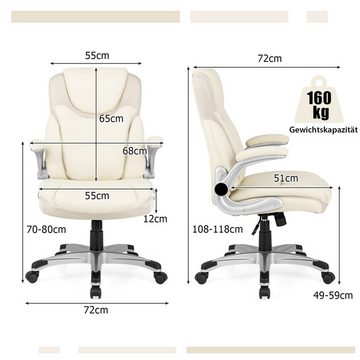 COSTWAY Bürostuhl, mit Wippfunktion, höhenverstellbar, drehbar, bis 160kg