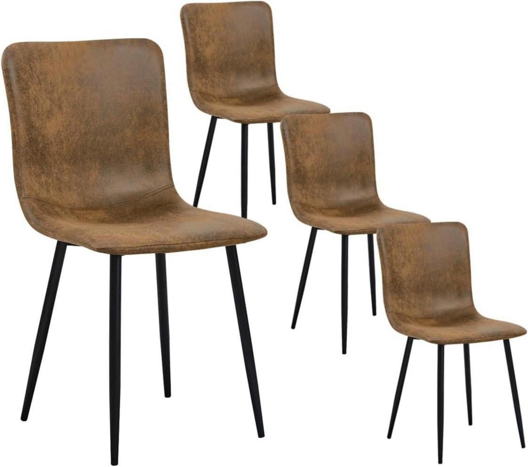 LuxusKollektion Esszimmerstuhl Esszimmerstühle 4er-Set Wildleder Metallbeinen Wohnzimmerstuhl Schwarz