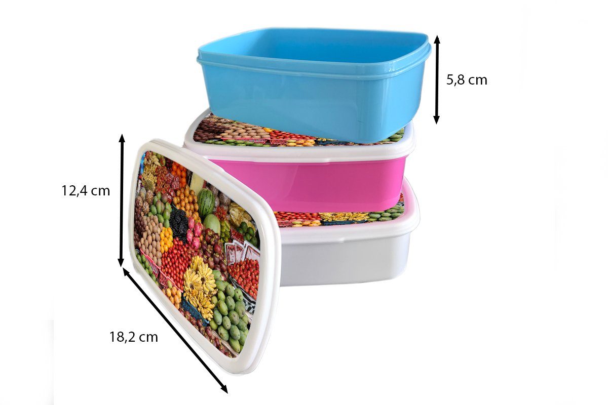 Brotbox - Indonesien, Erwachsene, Kunststoff für Mädchen, Tropisch Kiste Kinder, (2-tlg), - Brotdose Obst rosa Kunststoff, MuchoWow Snackbox, Lunchbox -