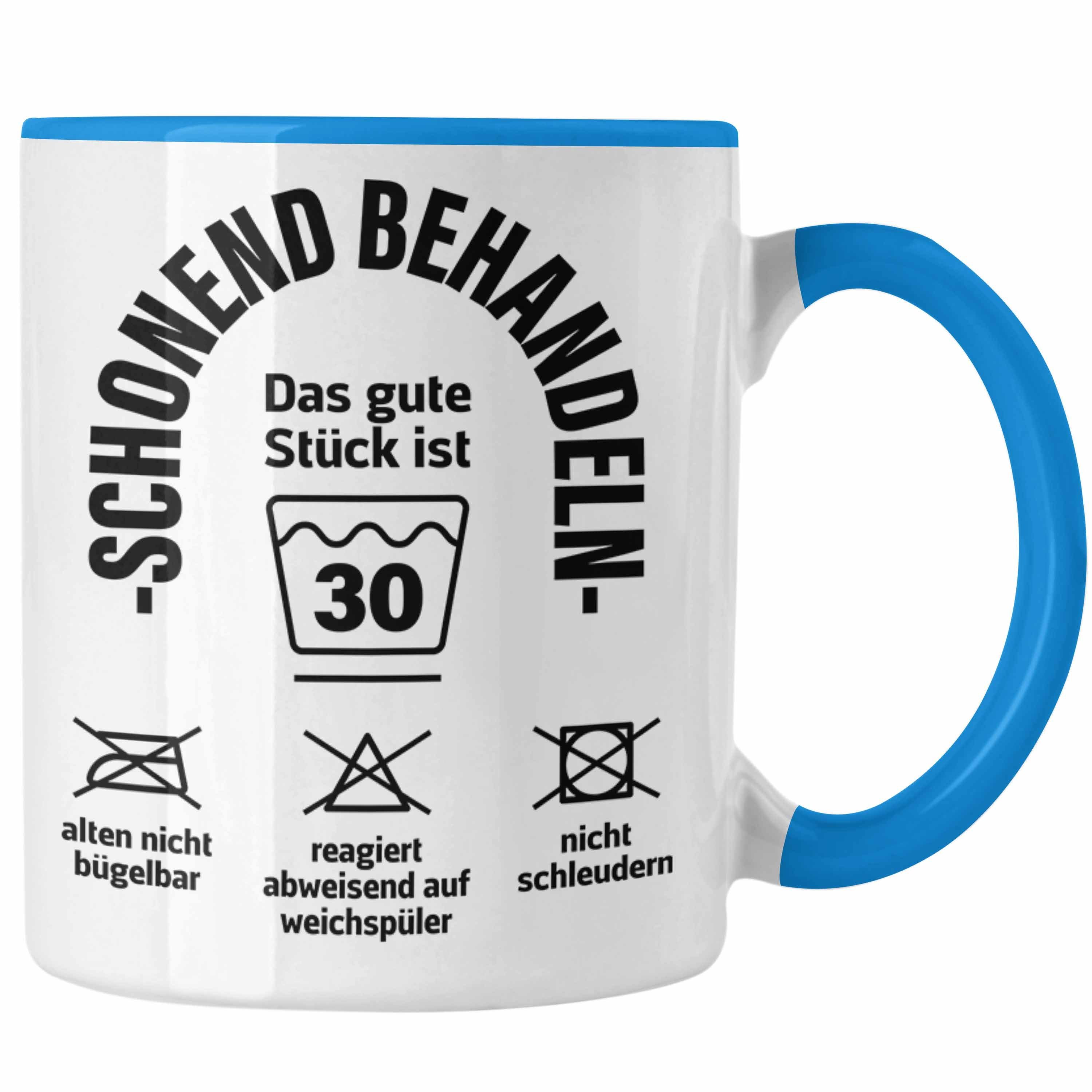 Trendation Tasse Trendation - 30. Geburtstag Tasse Mann Frau Geschenk Mutter Vater Lustiger Spruch 30er Geburtstagsgeschenk Blau | Teetassen