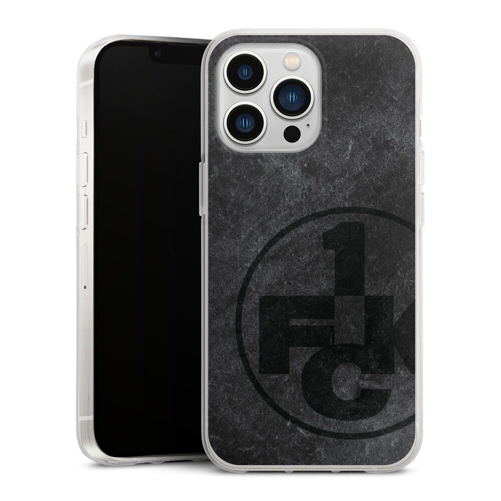 DeinDesign Handyhülle 1. FC Kaiserslautern 1. FCK Beton 1.FCK Black Grunge, Apple iPhone 13 Pro Silikon Hülle Bumper Case Handy Schutzhülle