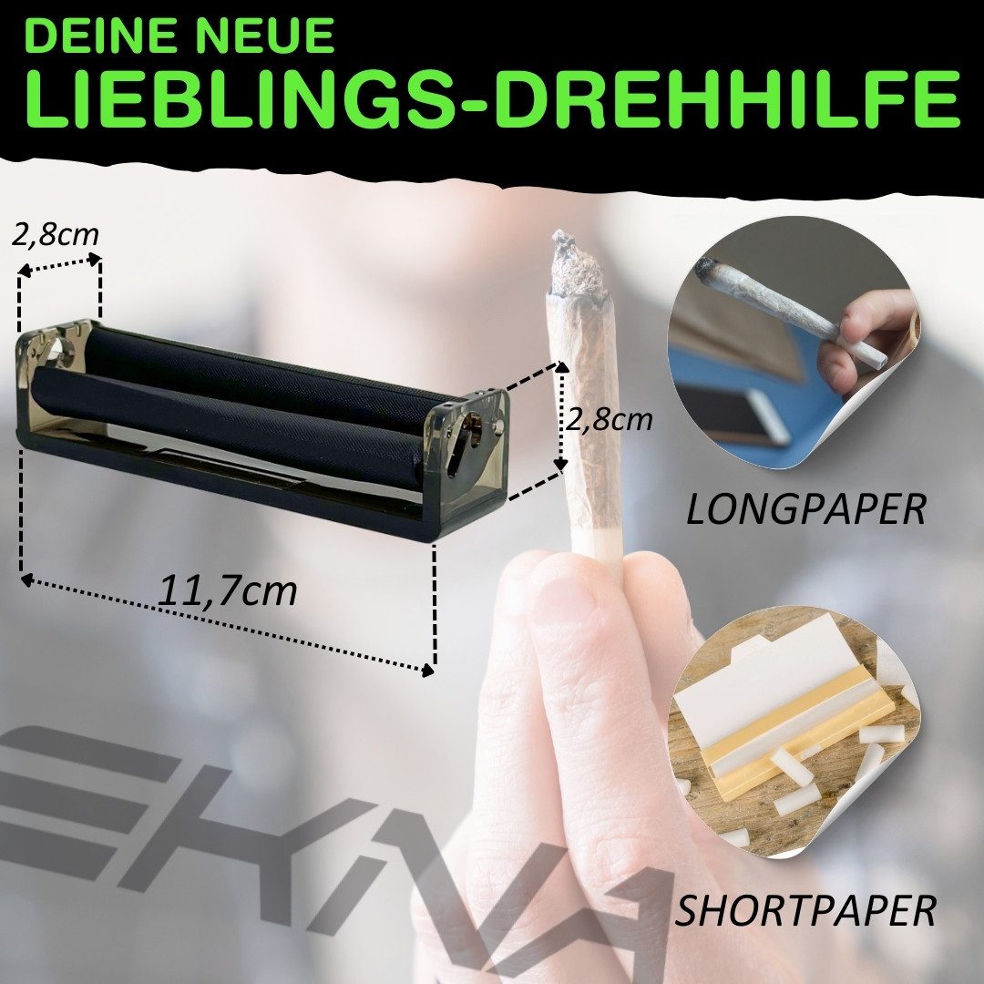 EKNA Drehmaschine 110mm - Rolling Machine - Drehhilfe, (1-tlg), Für long- & shortpapers mit Filter! – Bild 5 von 5