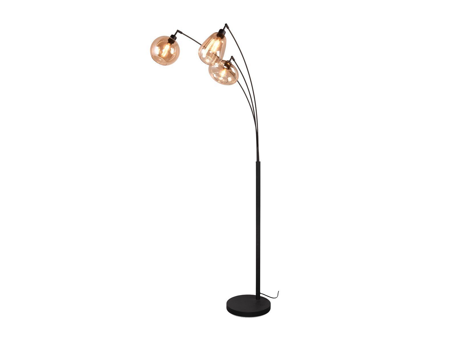 TRIO Leuchten LED Stehlampe, Dimmfunktion, LED wechselbar, warmweiß, ausgefallene moderne groß-e mit 3x Glas Lampenschirm für Ecke H: 200cm