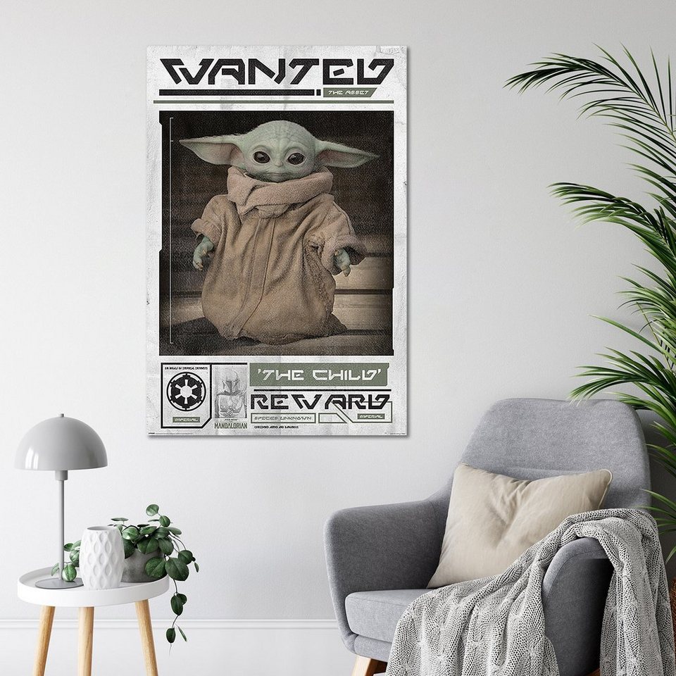 PYRAMID Poster The Mandalorian Wanted Baby Yoda The Child, Grogu 61 x 91,5