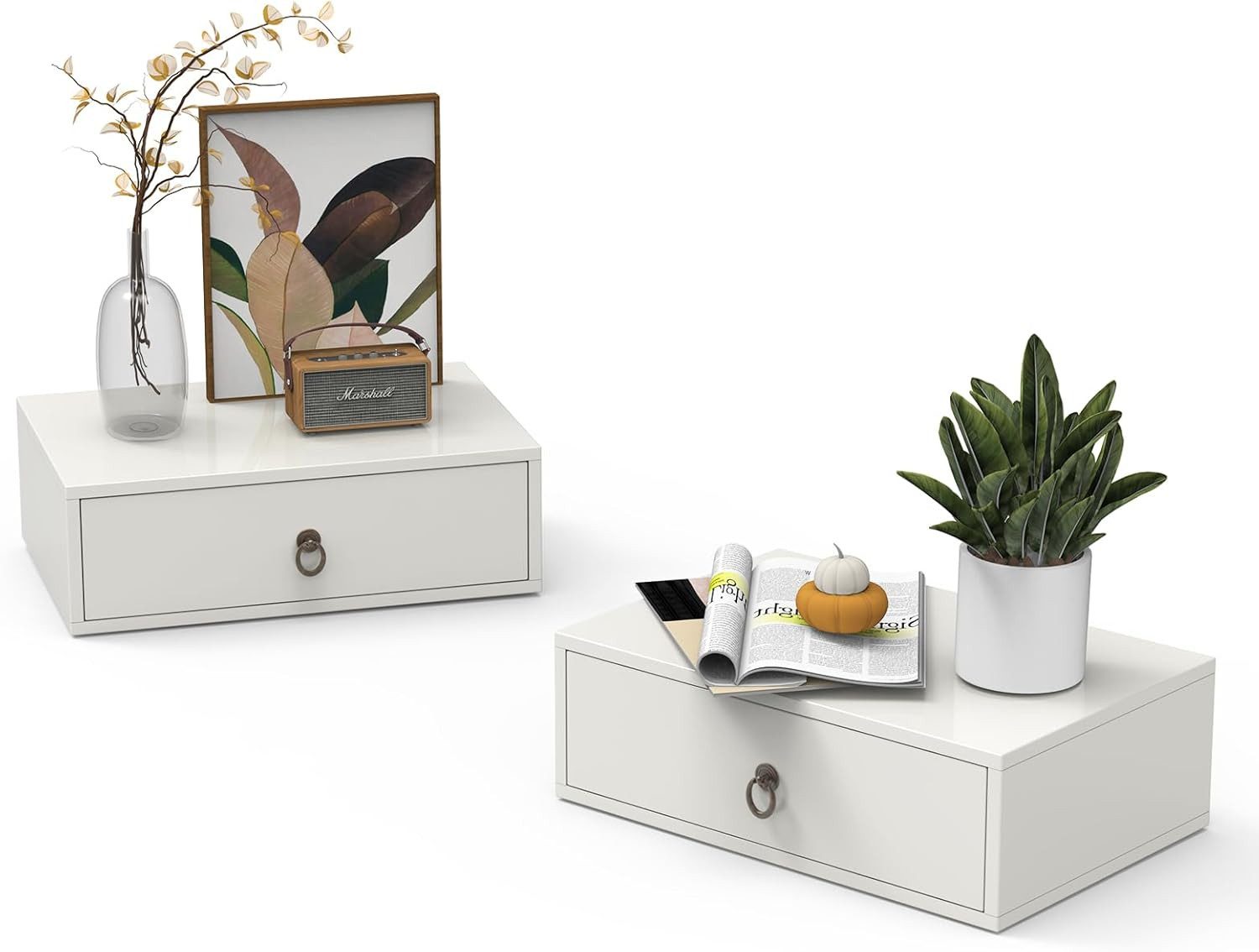 VINGLI Nachttisch hängend, Wandregal mit Schublade, Hängeschrank, 46x30x14. günstig online kaufen