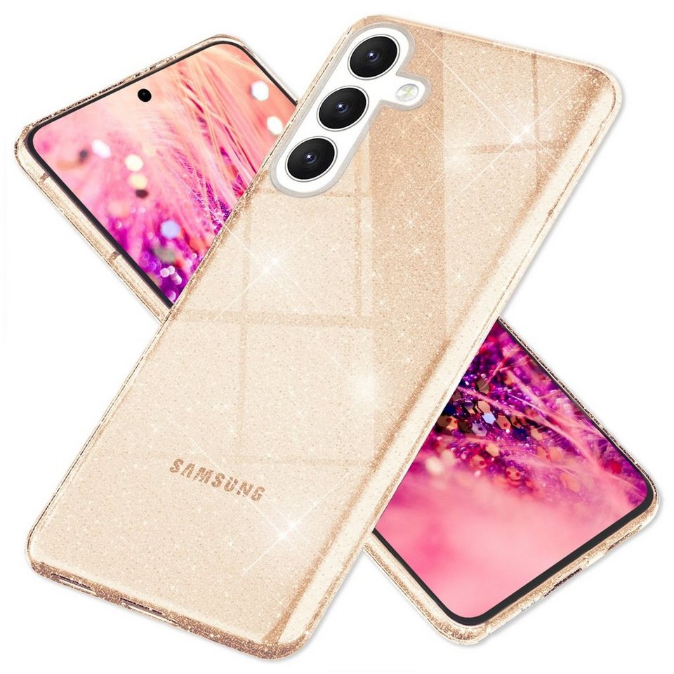 Nalia Smartphone-Hülle Samsung Galaxy S24 Plus, Klare Glitzer Hülle /  Silikon Transparent / Glitter Cover / Bling Case