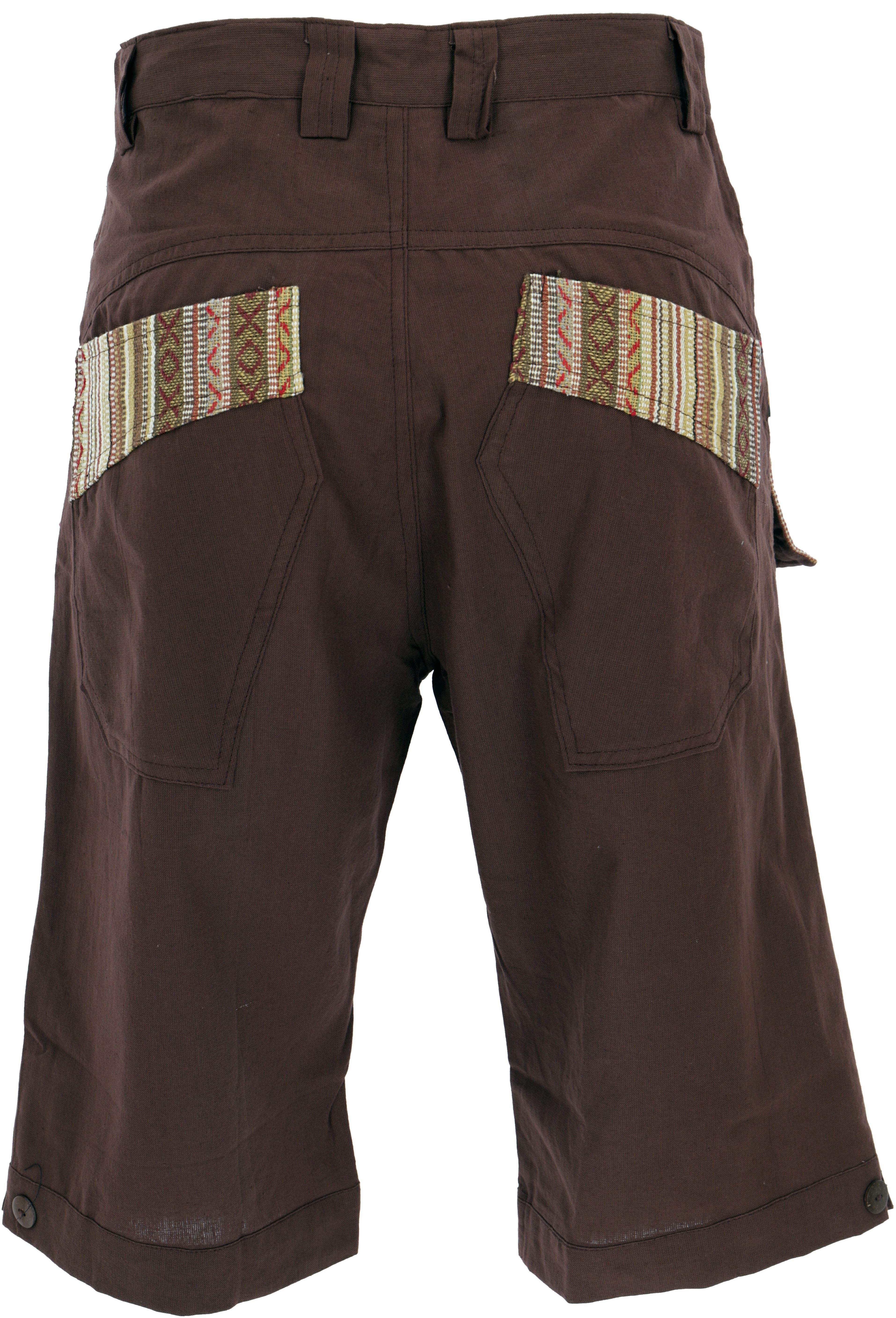 Guru-Shop Goa Relaxhose Ethno Kurze alternative Shorts braun Style, Hose, - Goa Bekleidung Yogahose,