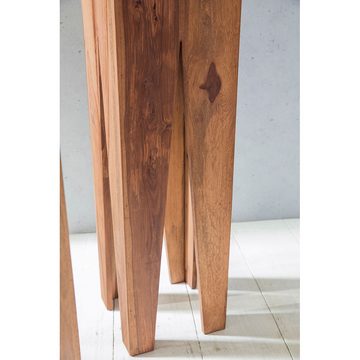 Lomadox Beistelltisch, braun, Akazie Massivholz, Landhausstil, Säulen, 3er Set, 25/100/25 cm