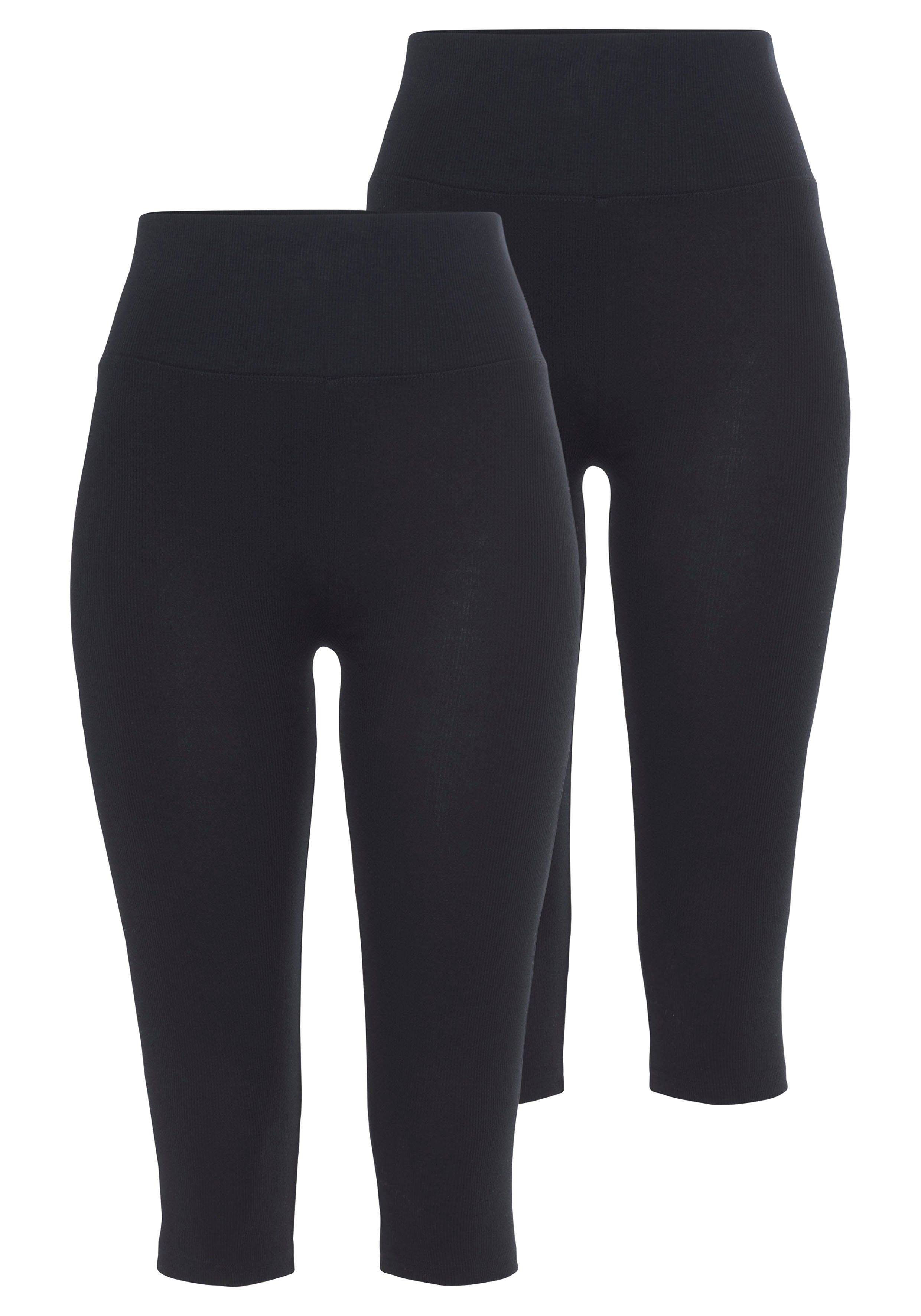 Boysen's Leggings (2-tlg., 2er-Pack) aus gerippter Ware schwarz | Sport-Leggings