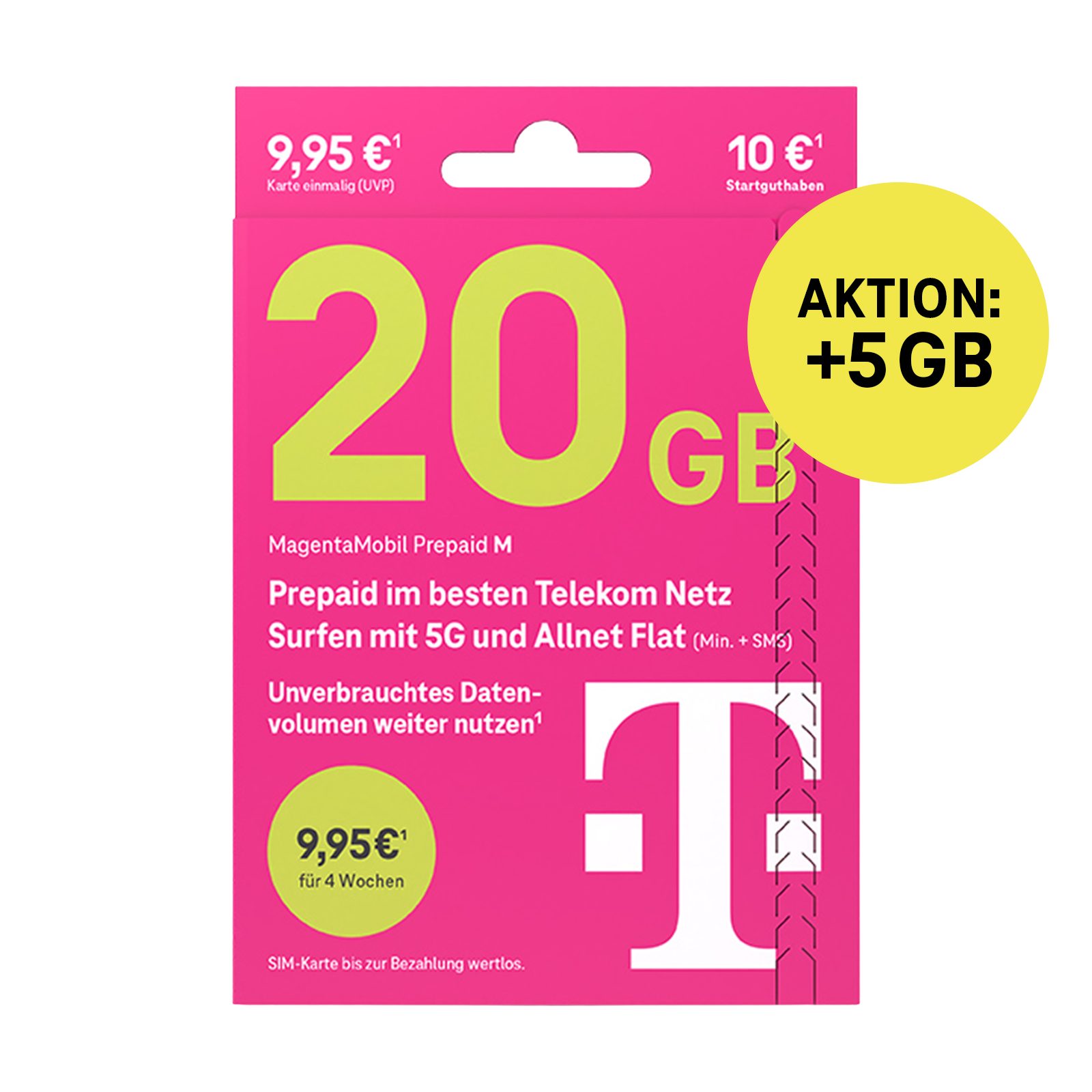 Telekom MagentaMobil Prepaid M Simkarte mit 10 € Startguthaben Prepaidkarte, (EU-Roaming inkl. CH/GB, 10 € Startguthaben)
