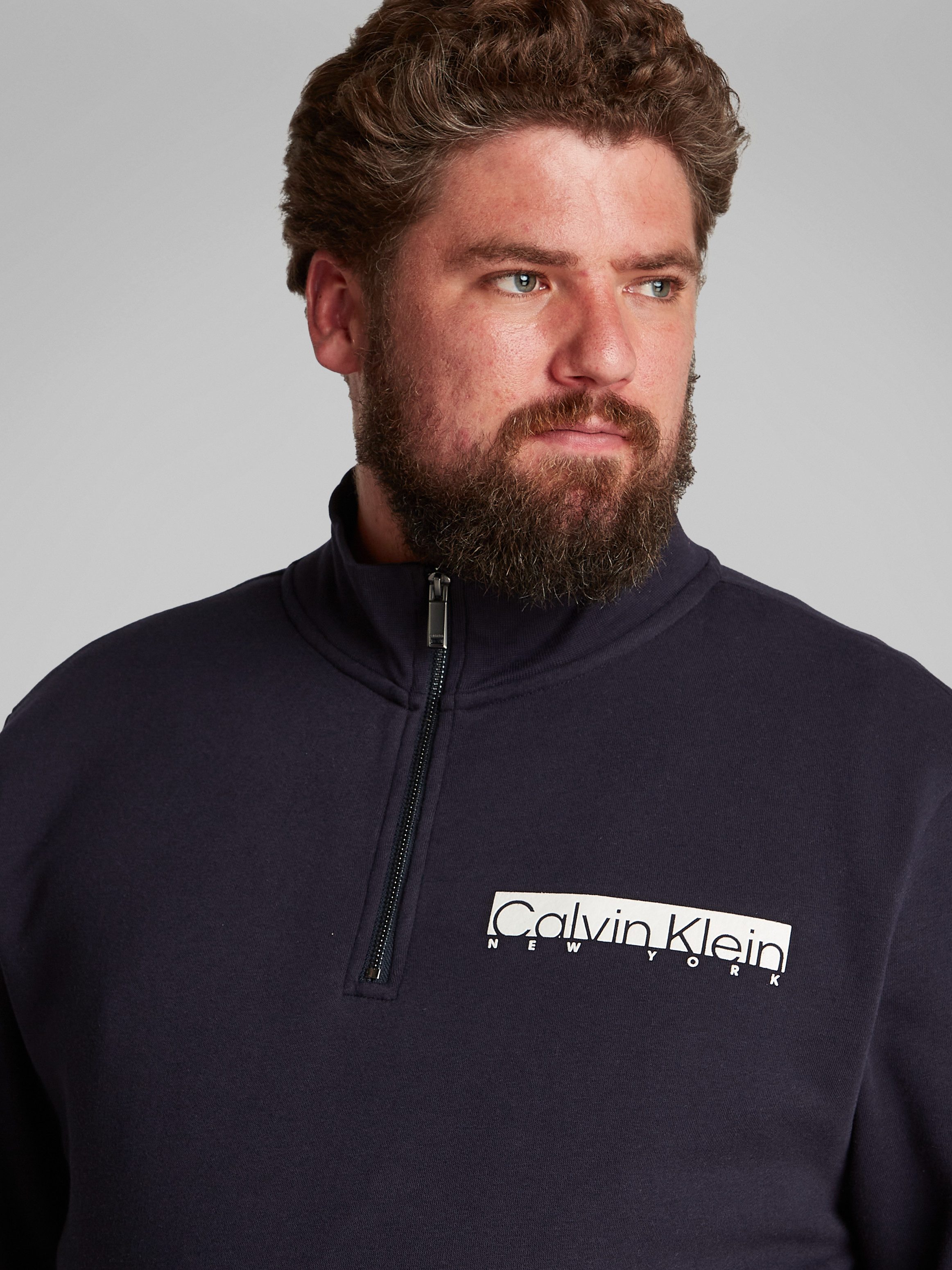 Calvin Klein Big&Tall Sweatshirt BT_NY CHEST BOX LOGO Q-ZIP in Großen Größe günstig online kaufen