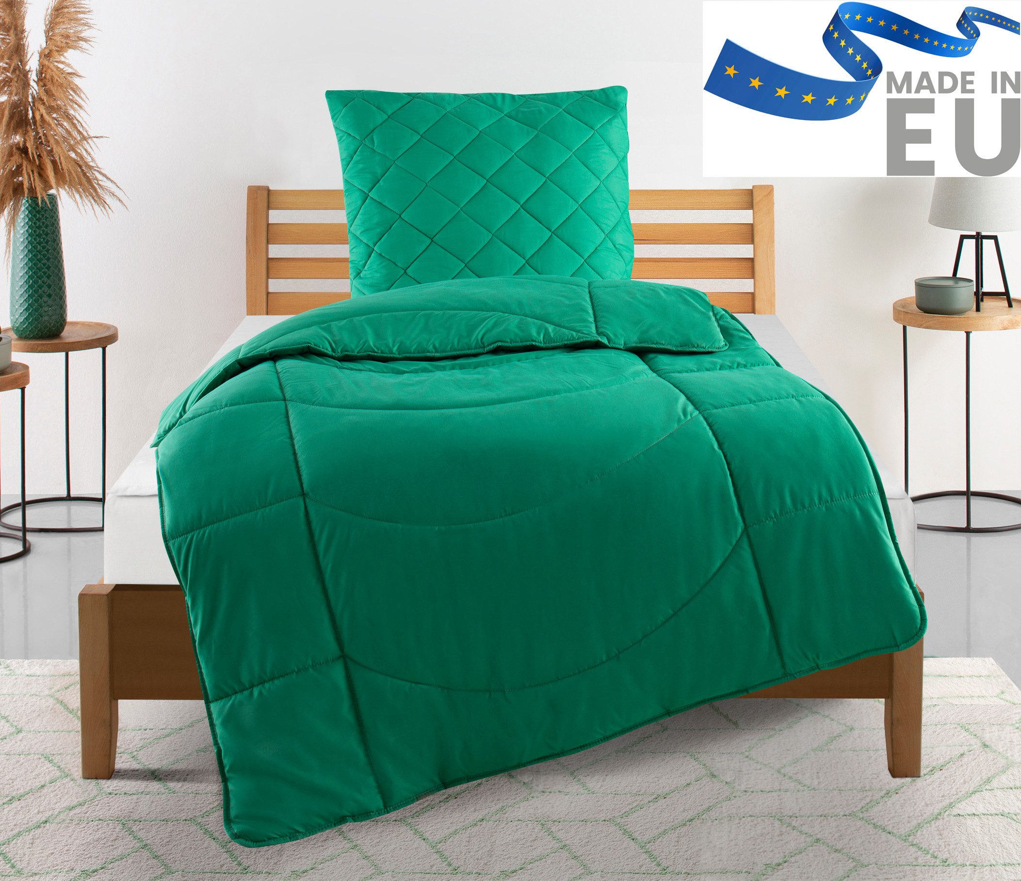 my home Steppbett + Kopfkissen Microlux, Bettdecke 135x200 cm, 155x220 cm, Füllung: Polyester, Bezug: Polyester, Set mit Kissen 40x80 cm, 80x80 cm, Sommer, Herbst, Winter in 4 Farben