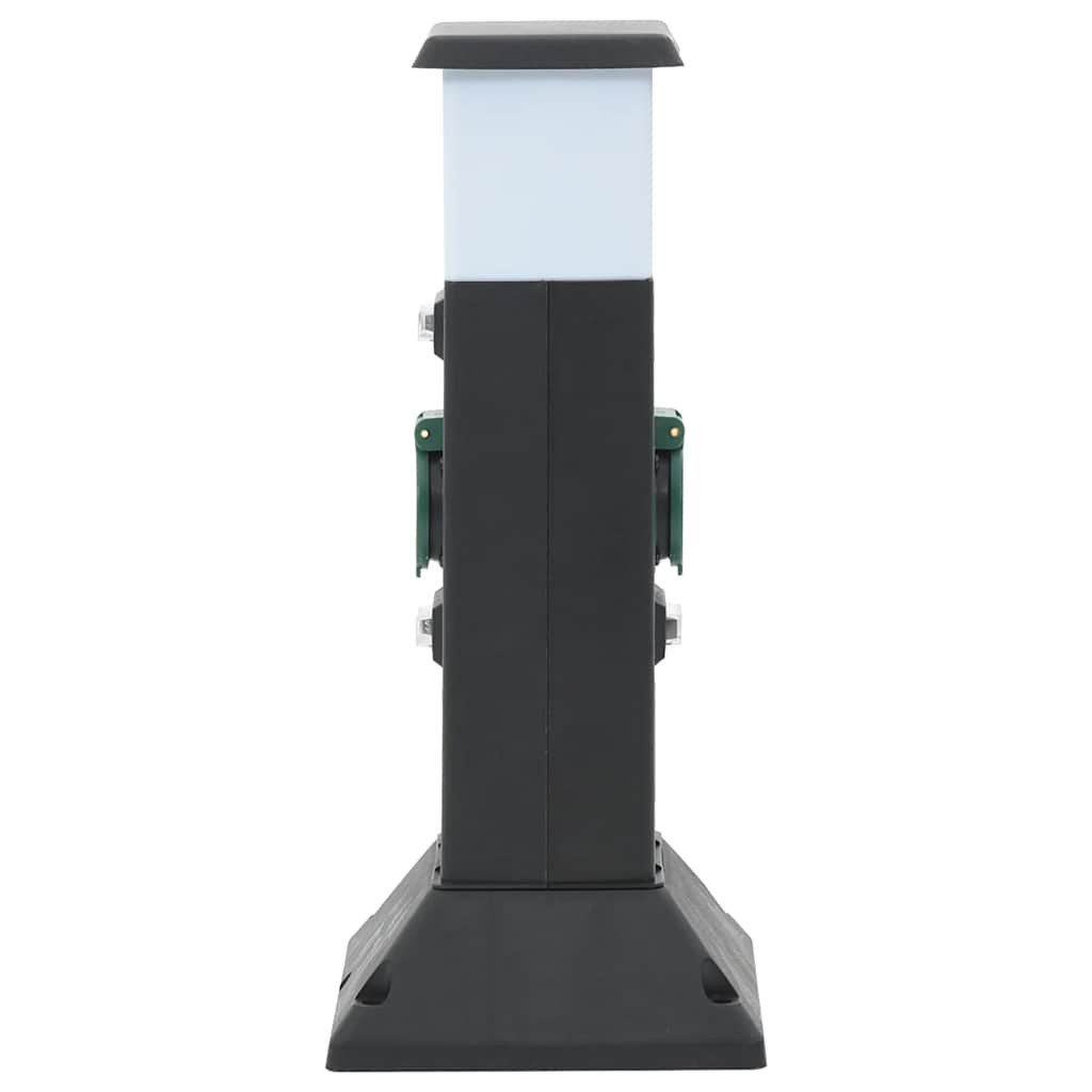 vidaXL Steckdose Außensteckdose mit Lampe und Erdspieß 2-fach 16x16x39,5cm
