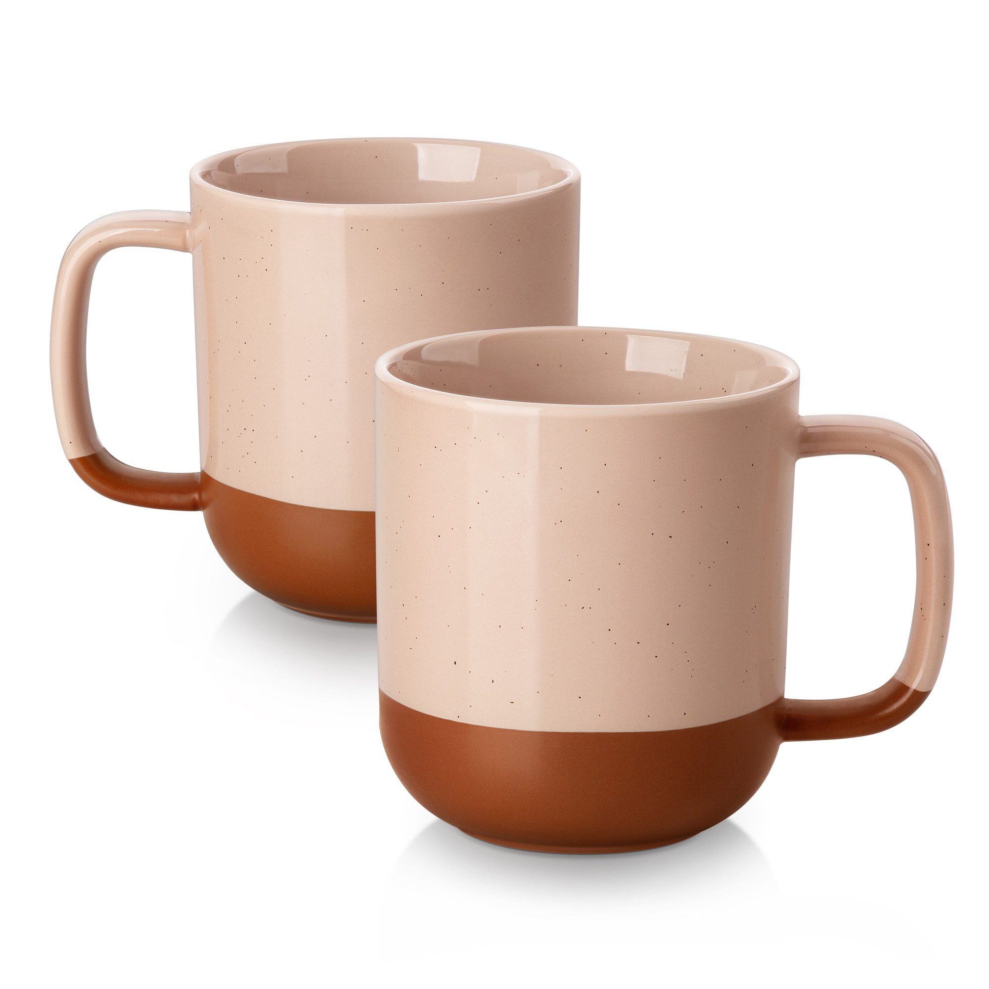 MALACASA Tasse 2-tlg Tassen Set, Becher für 2, Steingut, Sesamglasur, 2-tlg., Steingut
