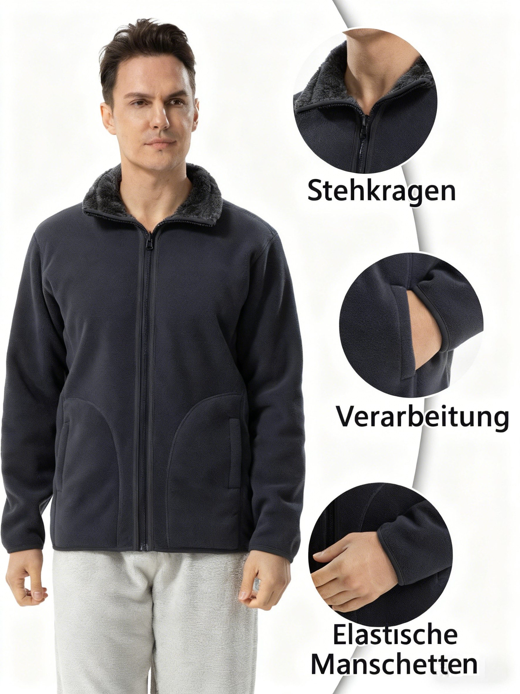 Fleecejacke Herren – Winterjacke Windjacke Fleece Sweatjacke