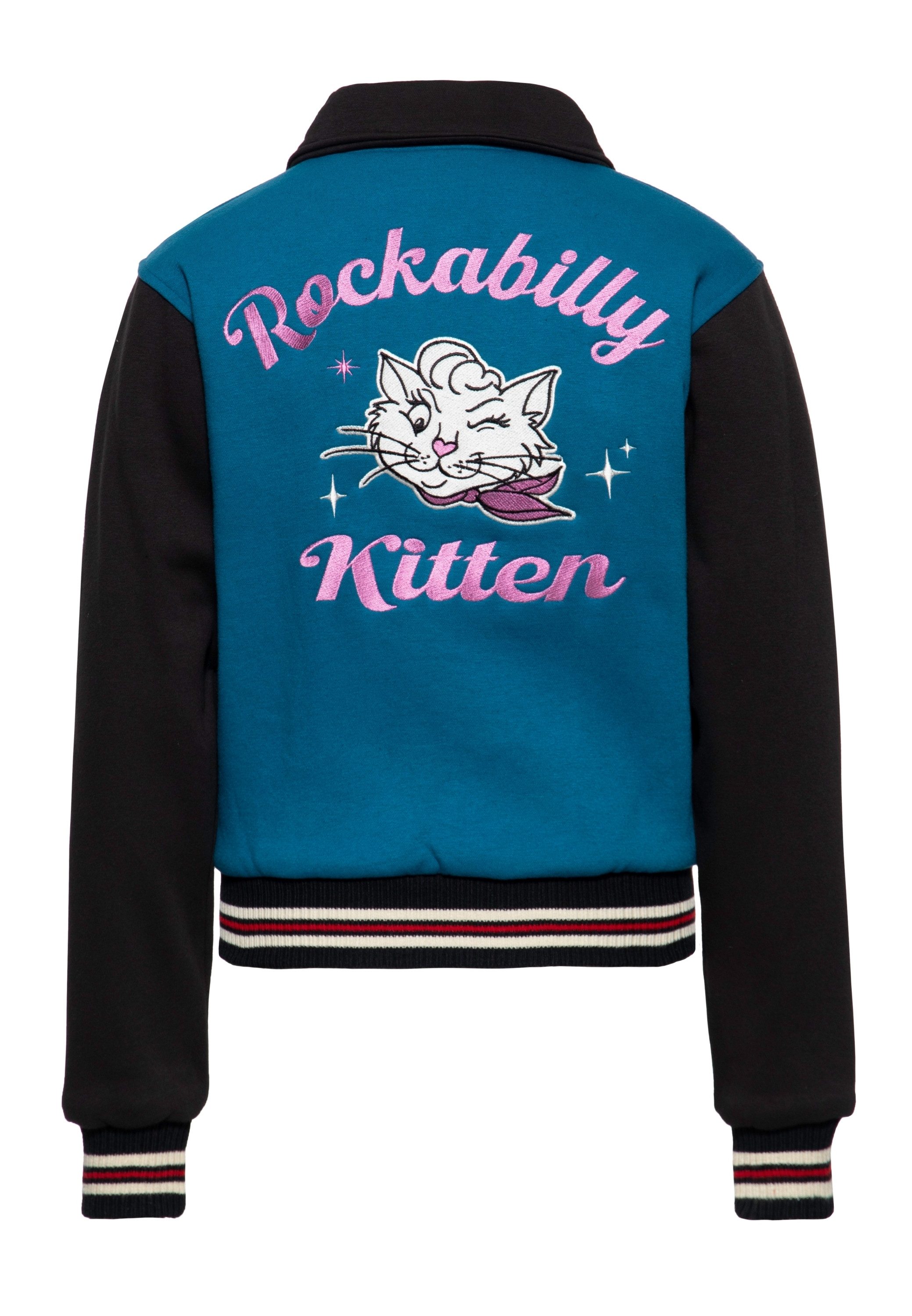 QueenKerosin Collegejacke Rockabilly Kitten (1-St) mit Rückenstickerei günstig online kaufen