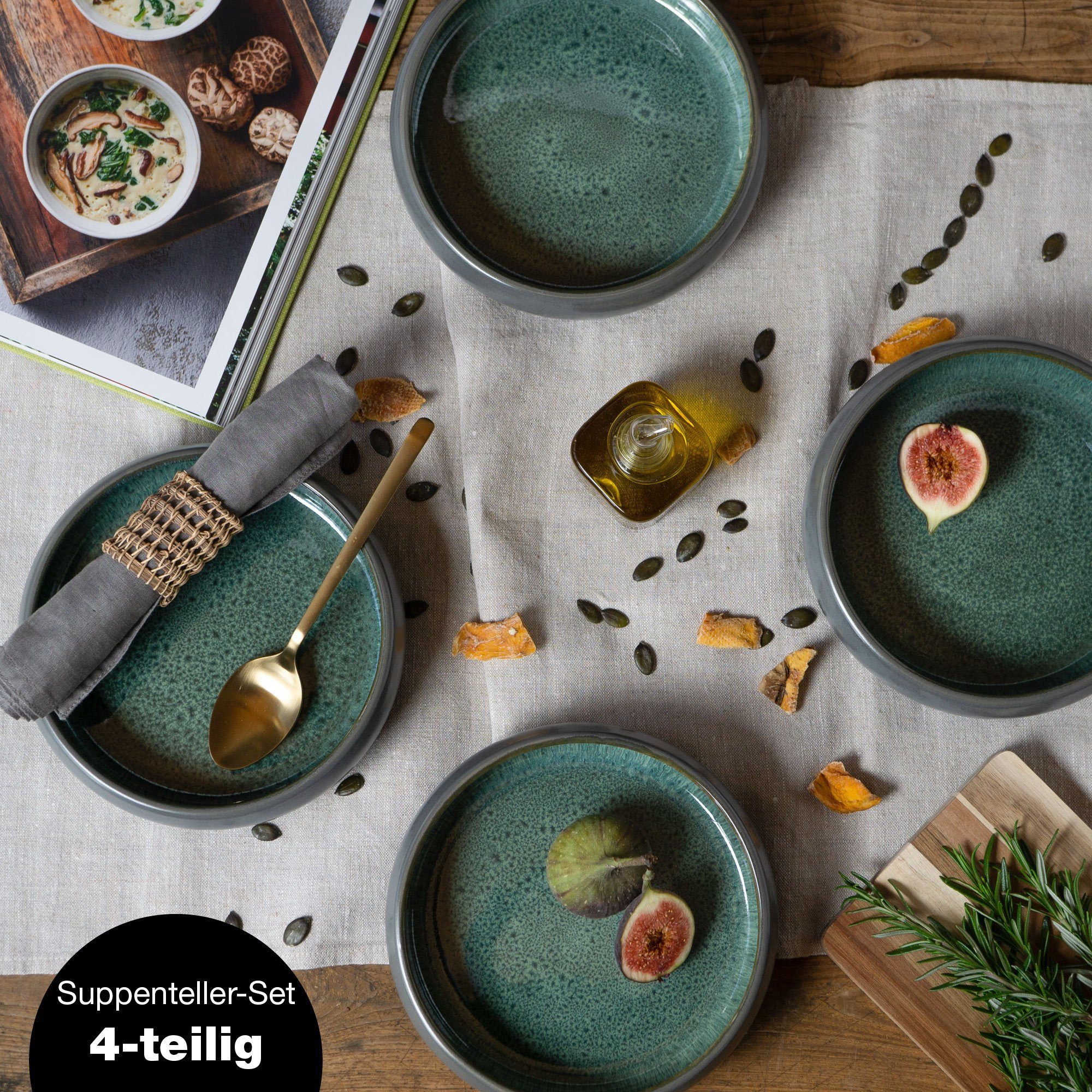 Bowl Schüssel aus Steinzeug für Suppe Salat oder Müsli Nudeln Moritz & Moritz 4x Suppenteller Steinzeug 19 cm 