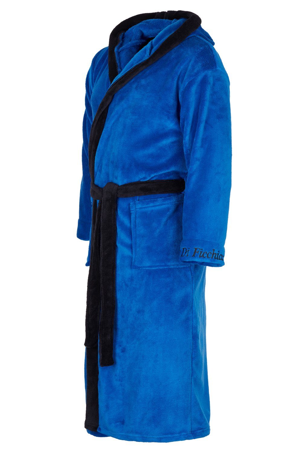 Di Ficchiano Bademantel Di Ficchiano Herren Bademantel MONZA mit Kapuze, wadenlang, Polyester, Weitenverstellung, Bindegürtel