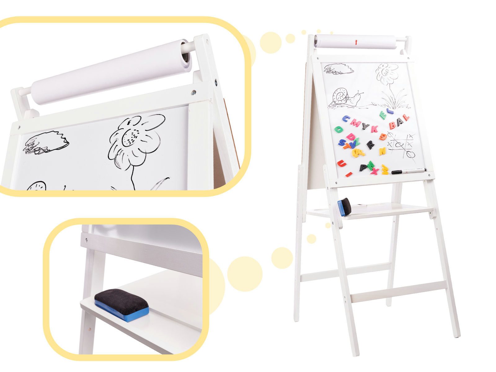Ikonka Standtafel Kinder Standtafel Holz doppelseitig Magnettafel Kreidetafel Zubehör, (Kinder Lernspielzeug Standtafel doppelseitig Holz Magnet Kreide, Kinder  – Bild 4 von 5