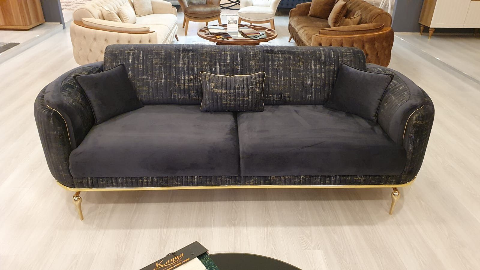 JVmoebel 3-Sitzer Luxus Sofa 3 Sitzer Wohnzimmer Blau Modernes reisitzer Möbel, Made in Europe Dunkelgrau