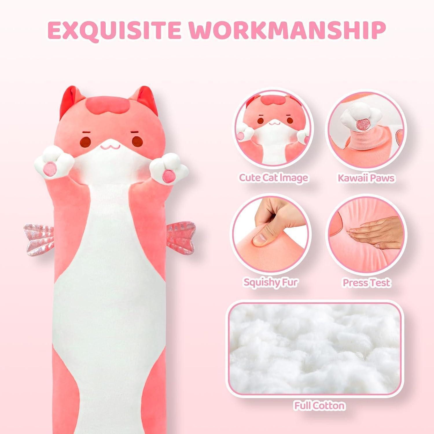 LuxusKollektion Kuscheltier Kuscheltier Katze Plüschtier Kuschelkissen Geschenk Rosa Katze 90 CM