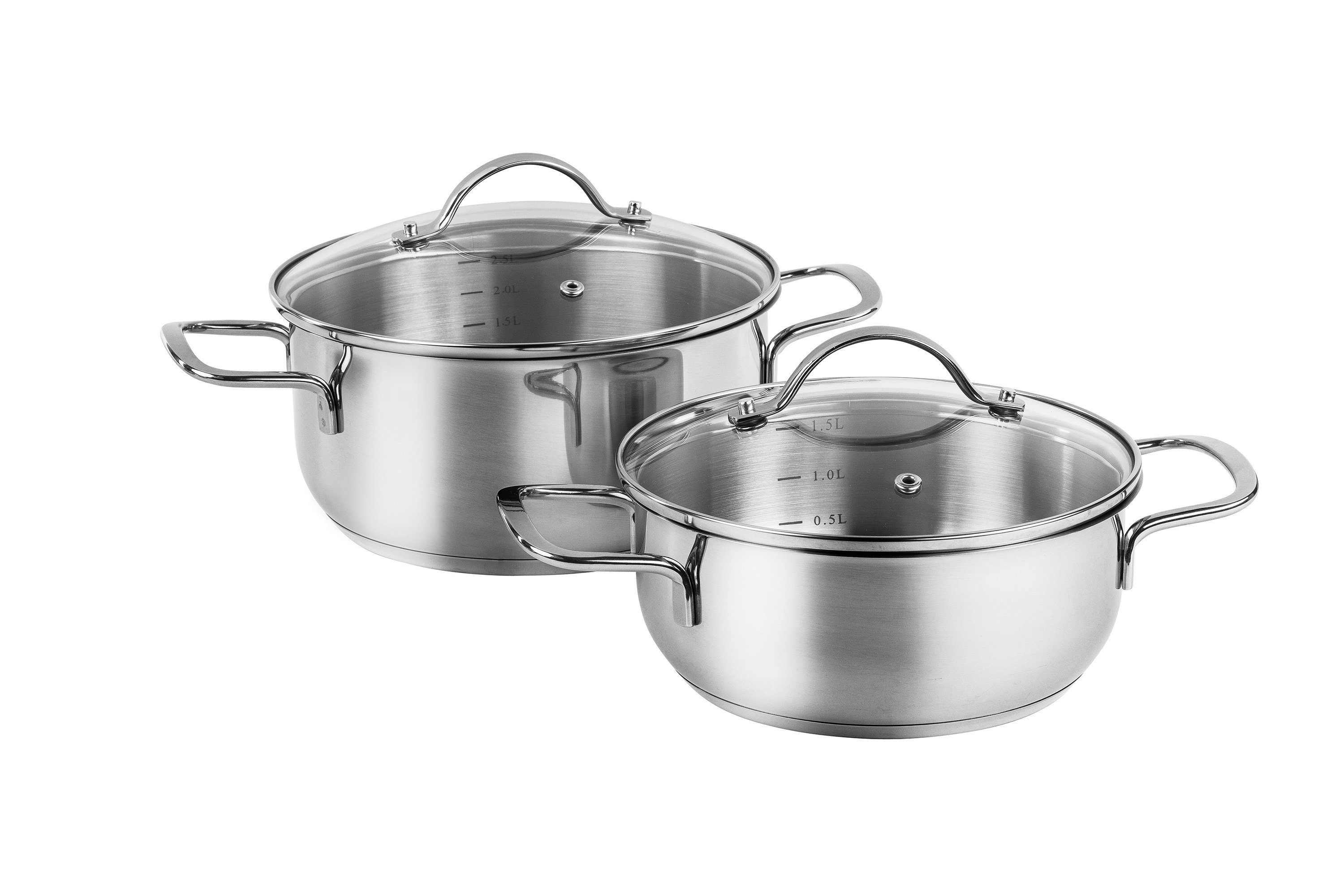 Karcher Topf-Set Jovita, Edelstahl (10-tlg), inkl. 4 Glasdeckel, integrierte Literskala, Induktion