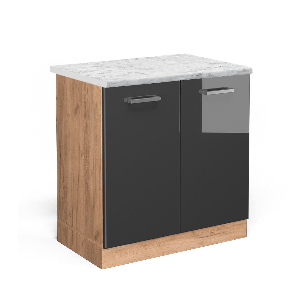 Vicco Spülenunterschrank R-Line, Anthrazit Hochglanz/Goldkraft Eiche, günstig online kaufen
