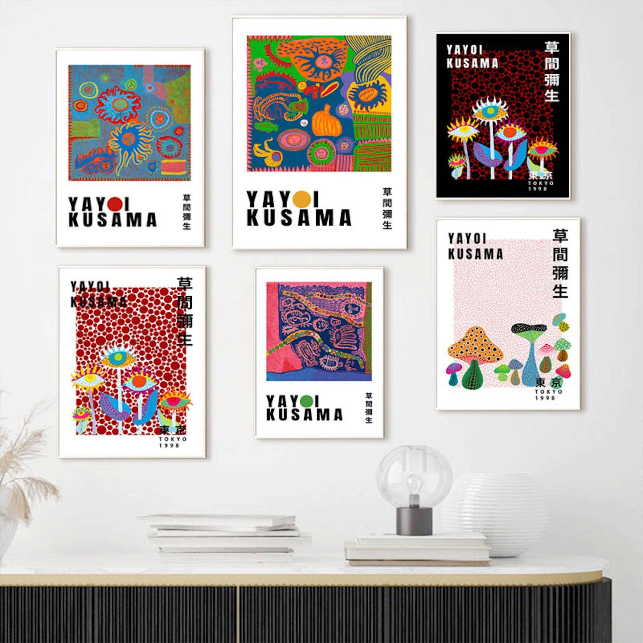 JUSTGOODMOOD Poster Kusama Kunst Ausstellung Augen Pilz Bilder Wohnzimmer Wandbilder Schla, E (1 St)