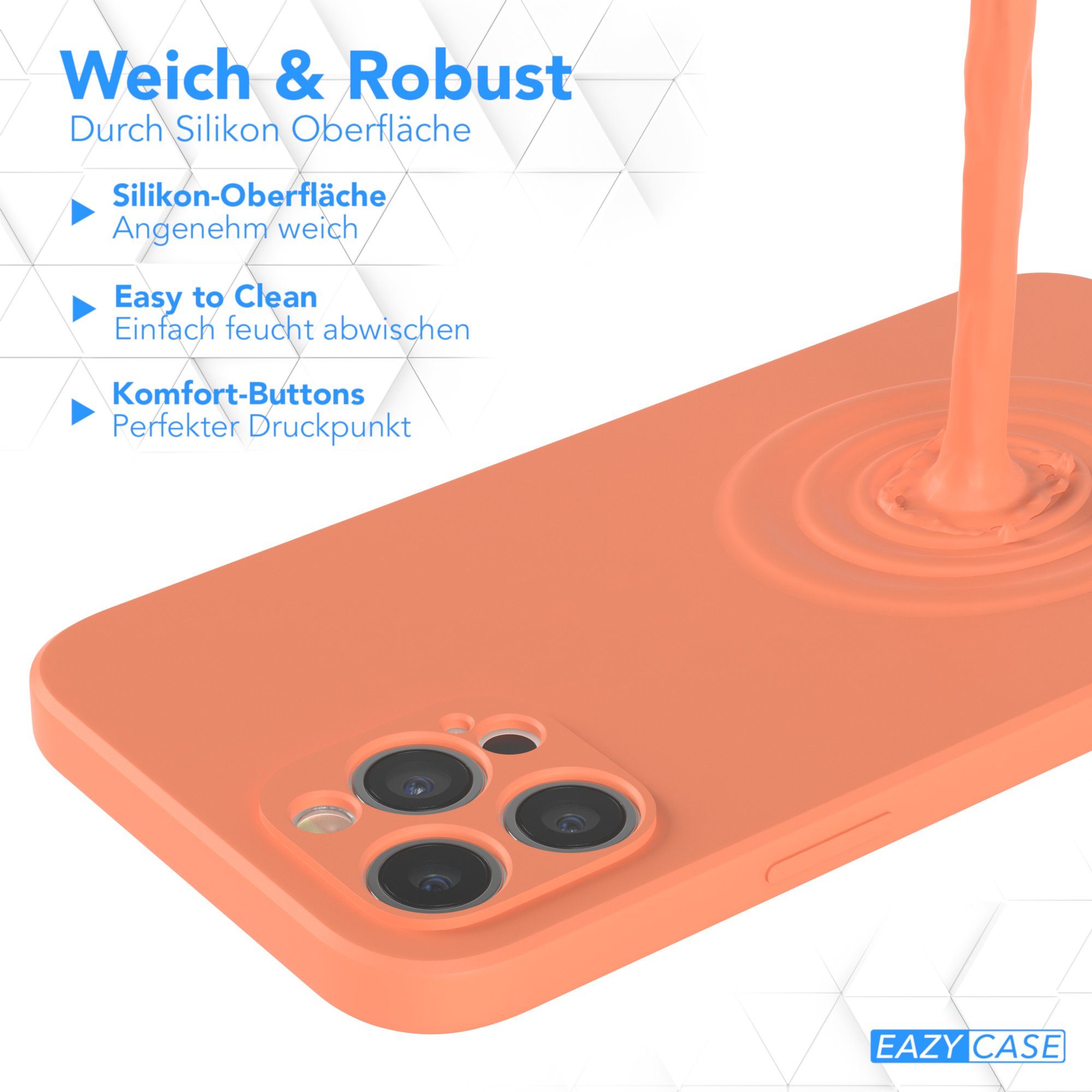 EAZY CASE Handyhülle für Apple iPhone 12 Pro Max Hülle Silikon 6,7 Zoll, Schutzhülle mit Kameraschutz telefonhülle elastisch bumper tpu Orange – Bild 5 von 5