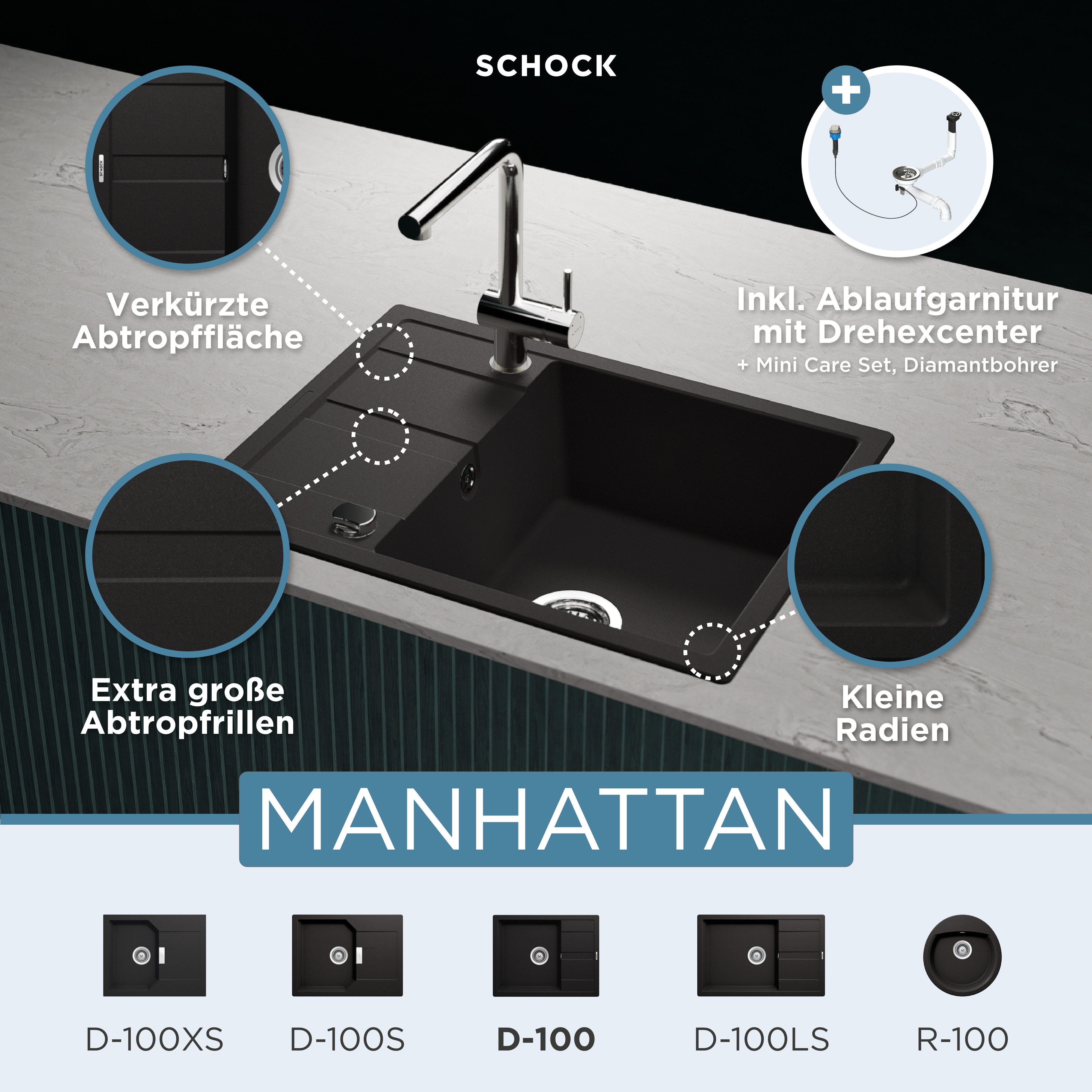 Schock Granitspüle Lucca Plus, rechteckig, 65/50 cm