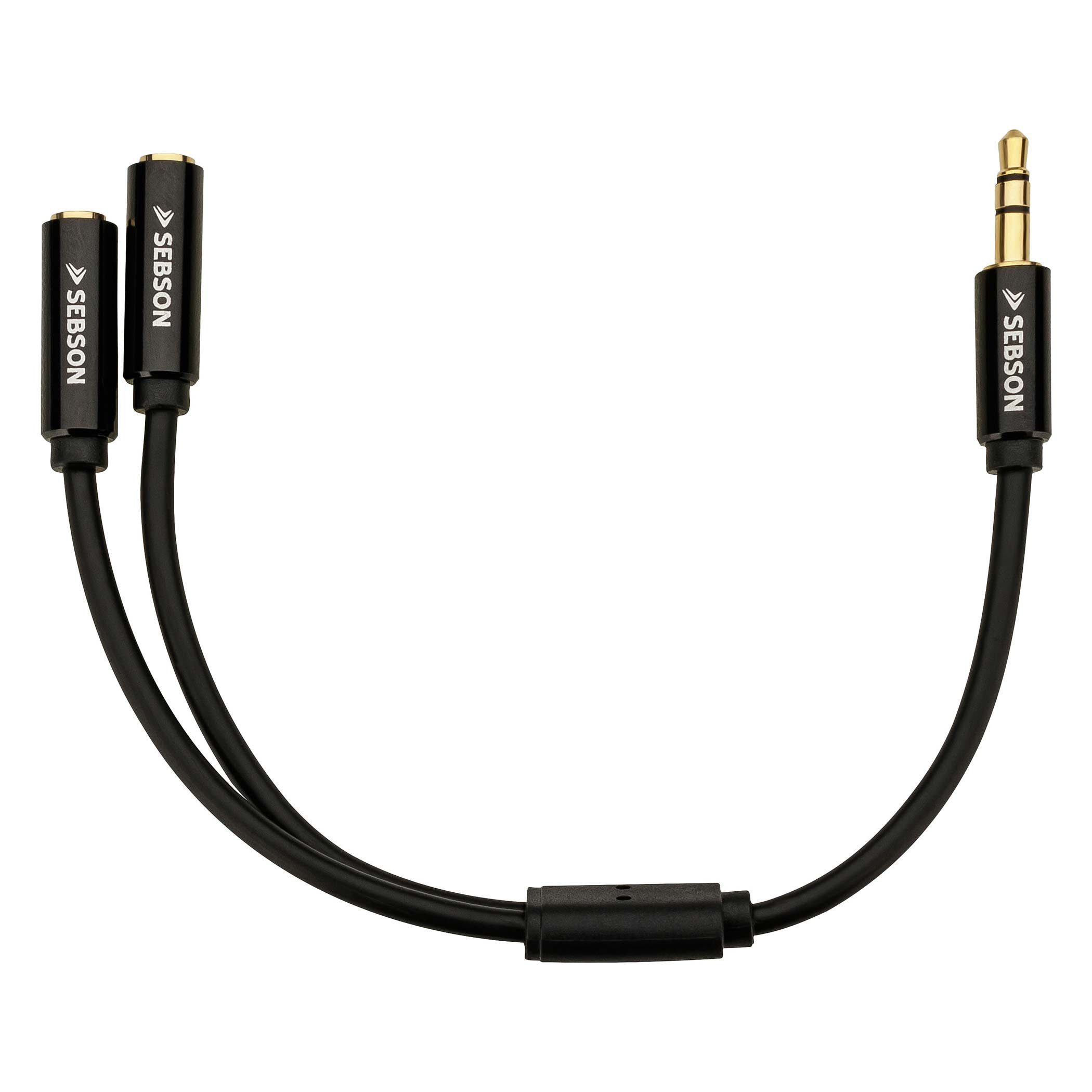 BestPlug 20cm Y Audio Aux in Out Kabel Adapter Verteiler Splitter Weiche Schwarz 1 3,5mm Stereo Klinke Stecker männlich auf 2 3,5mm Mono Klinke Buchse Kupplung weiblich 