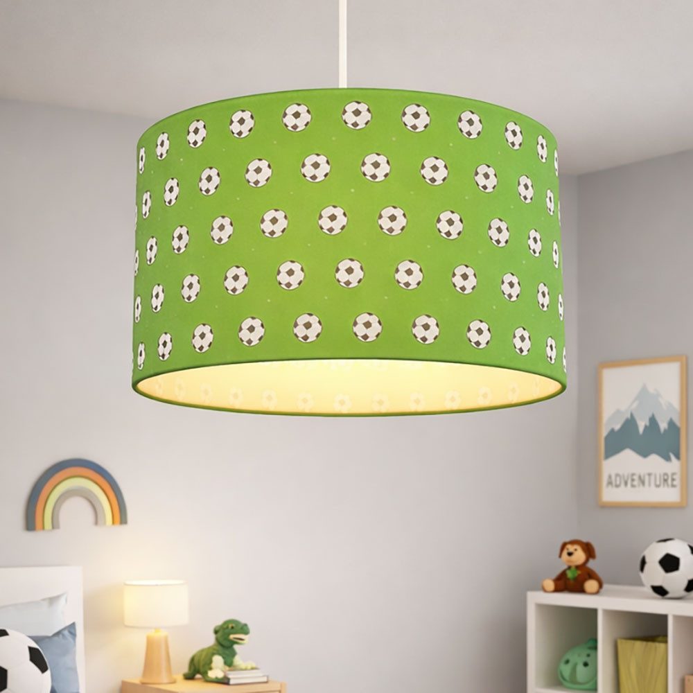 GLOBO LIGHTING LED Pendelleuchte, Leuchtmittel inklusive, Hängelampe Pendelleuchte Kinderzimmerlampe Fußball grün LED H 120 cm