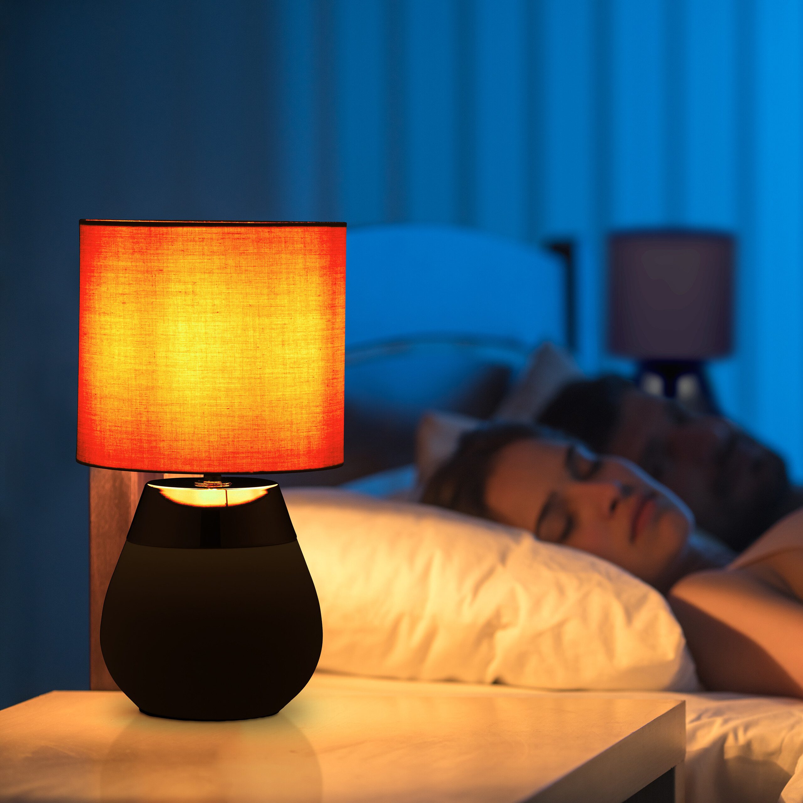 relaxdays Nachttischlampe Tischlampe mit Stoffschirm, ohne günstig online kaufen