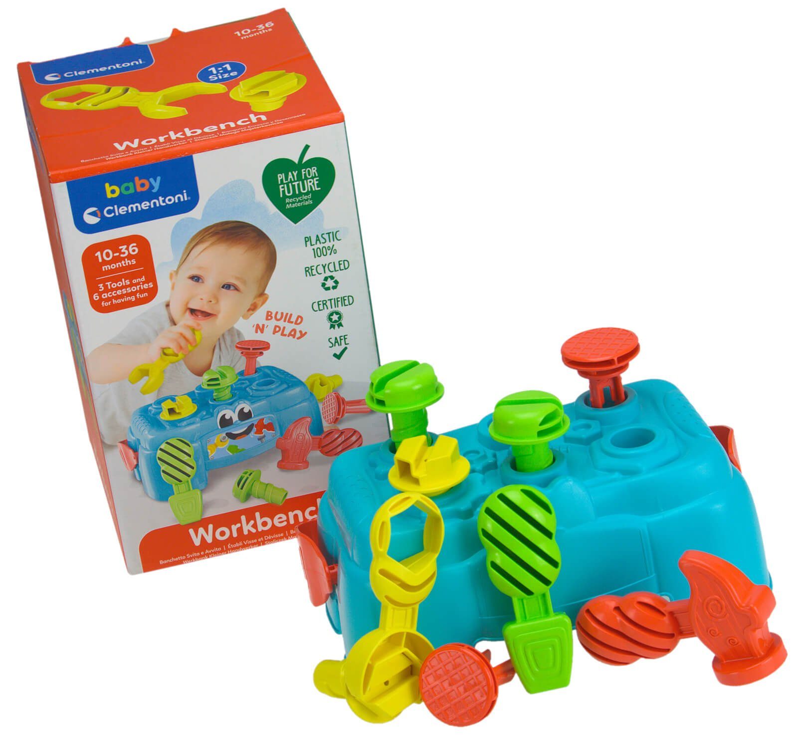 Clementoni® Klopfbank kleiner Handwerker Werkbank Motorik Spielzeug Baby Kleinkind Werkzeug