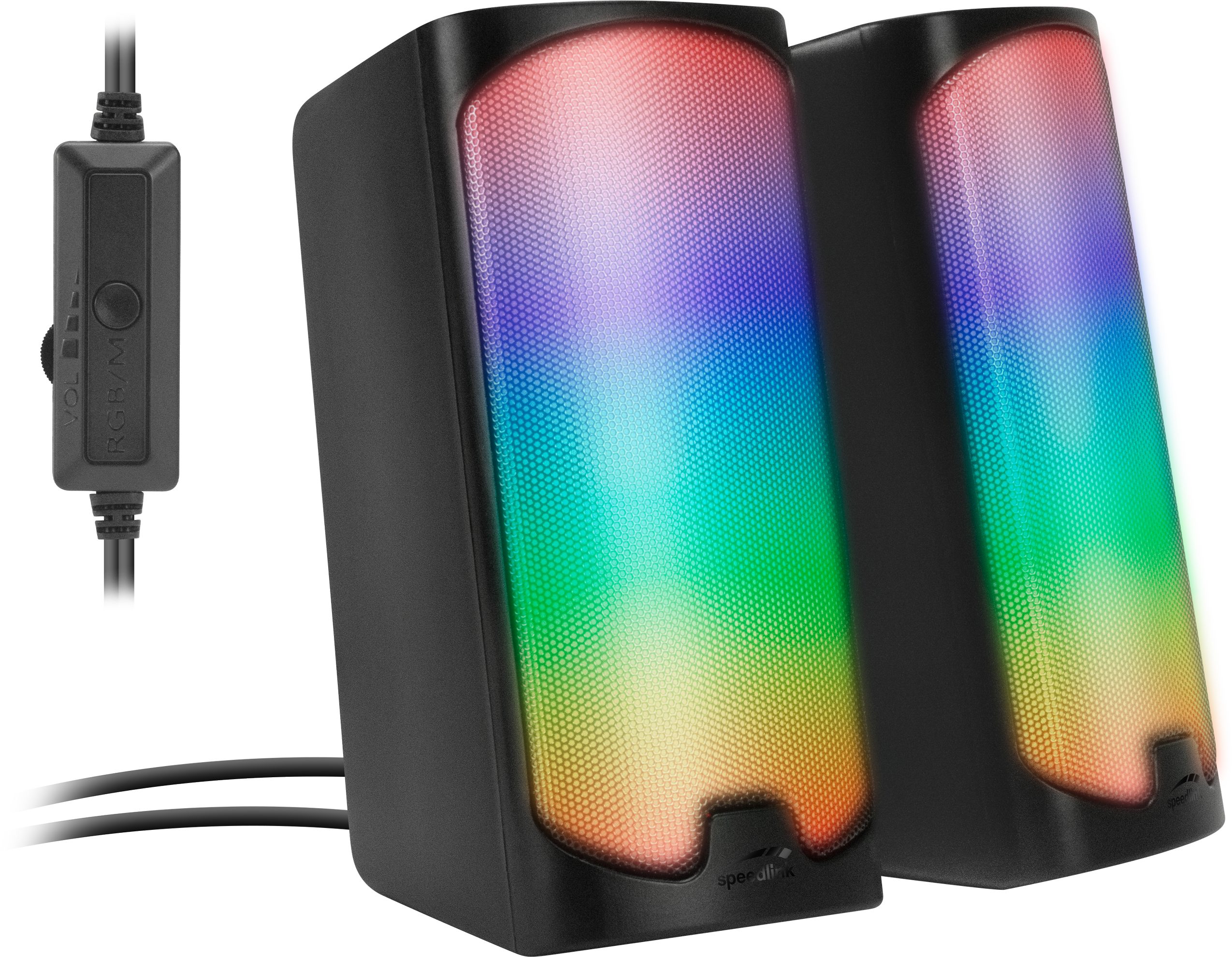 Speedlink TONOS Gaming Stereo Speaker mit RGB Beleuchtung - Gaming-Lautsprecher (PC Boxen mit vollflächiger RGB-Beleuchtung)