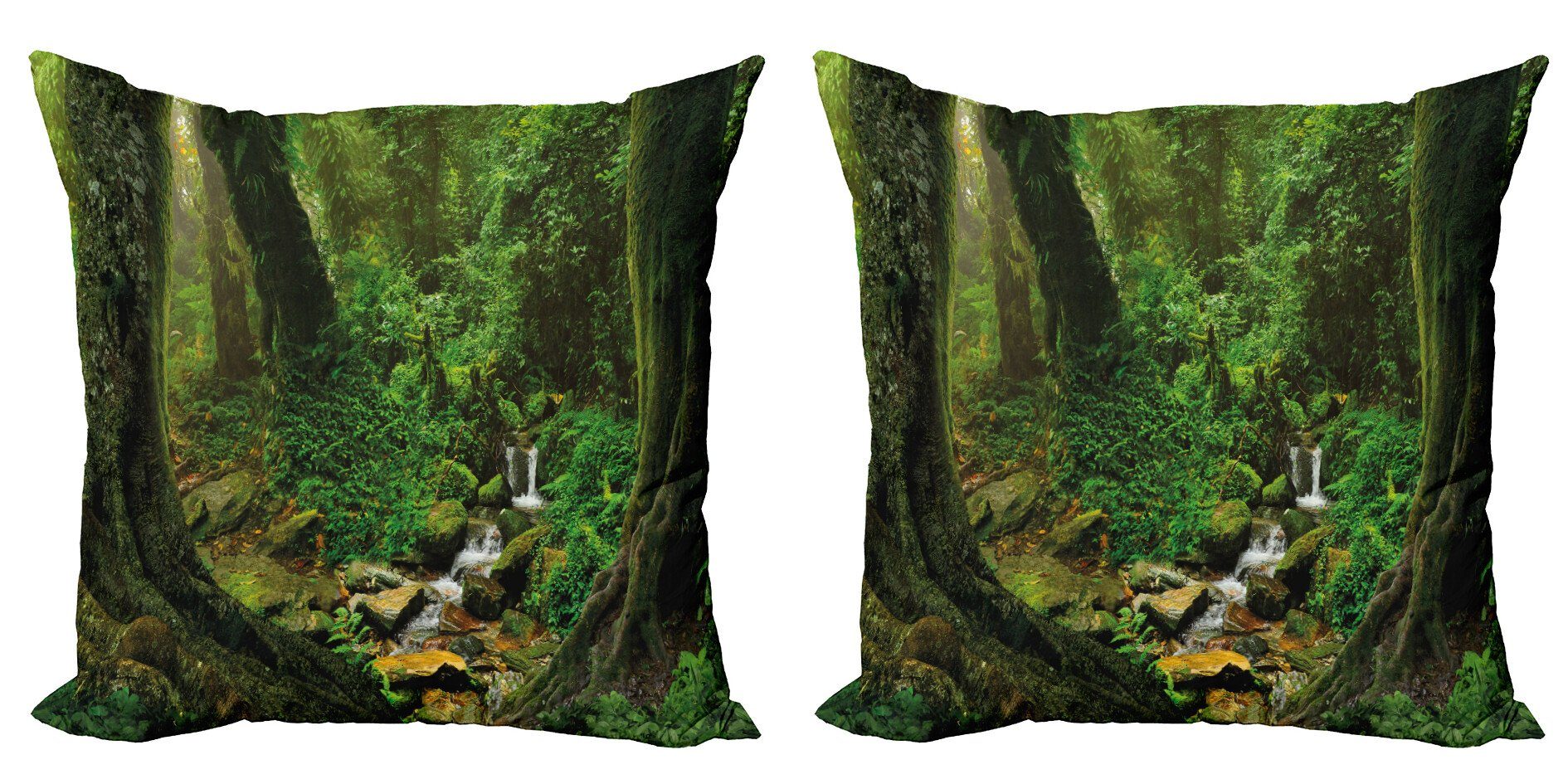 Doppelseitiger Modern Abakuhaus Accent Stück), Dschungel Natur Digitaldruck, Kissenbezüge Nepal (2 Wald