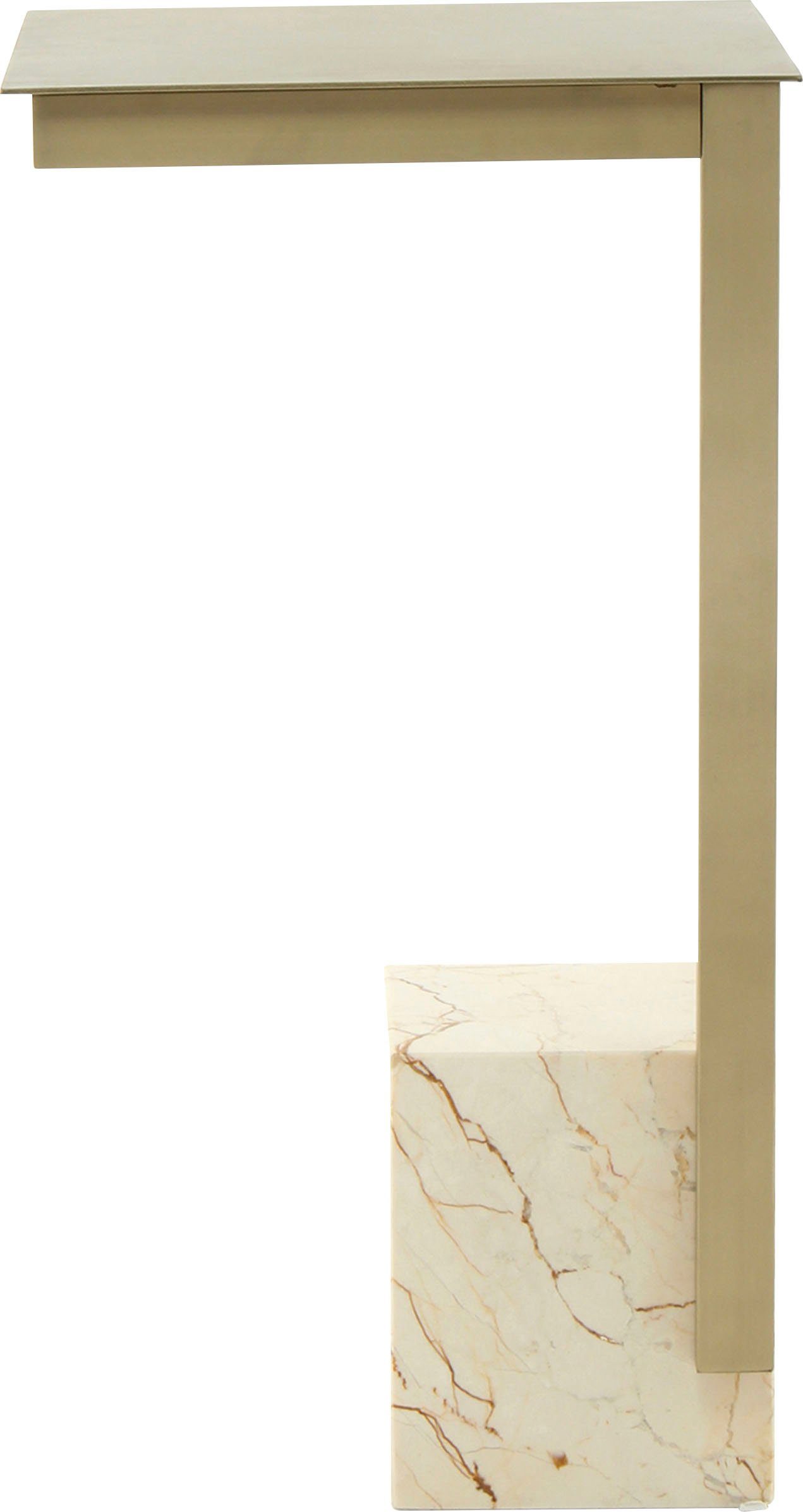 eckige Edelstahl Rocio, und Beistelltisch Multi / Weiß Marmorfuß, Eckiger aus Gestell Ablagefläche Kayoom