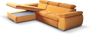 MOEBLO Ecksofa Nilux, Sofa Couch L-Form Polsterecke für Wohnzimmer, Schlafsofa Sofagarnitur Wohnlandschaft, mit Bettkasten und Schlaffunktion