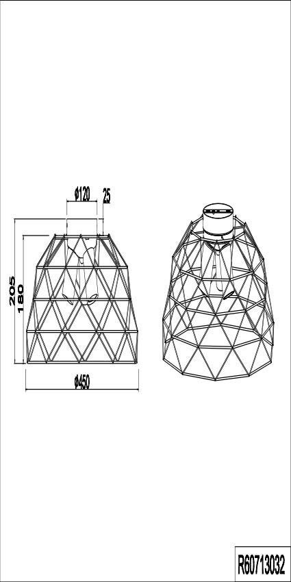Leuchtmittel wechselbar, Haval, Leuchten Metallschirm, Deckenlampe (E27) mit 3-flammige 45cm Deckenleuchte Ø TRIO
