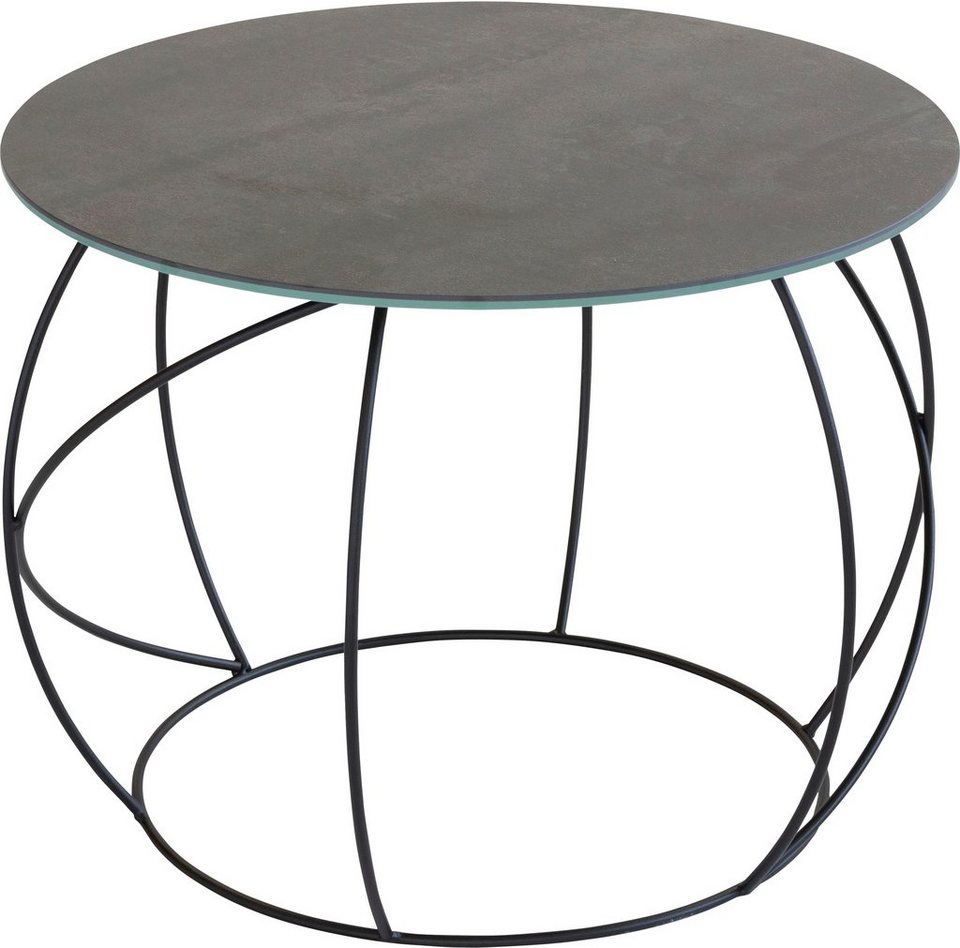 Henke Möbel Beistelltisch, Tischplatte aus hochwertiger Keramik, runder  Beistelltisch