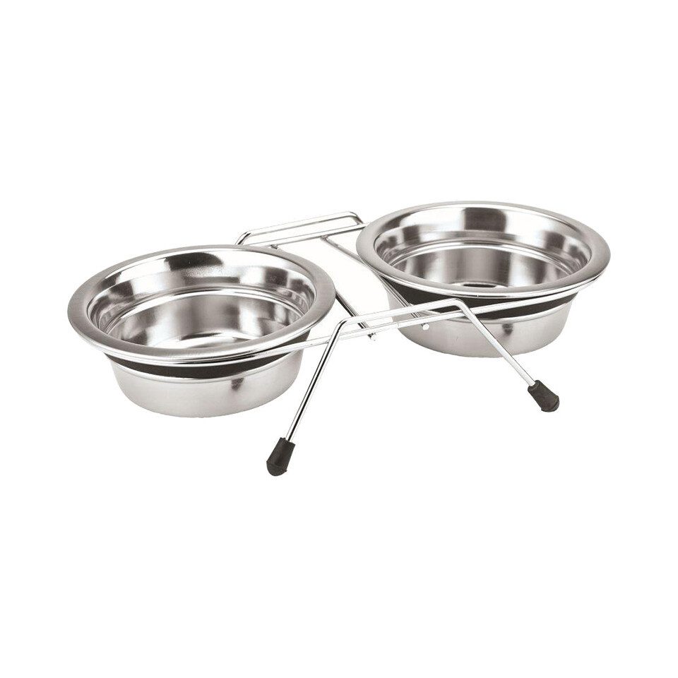 Napf-Set Doppelnapf Edelstahl Silent Diner für Hunde