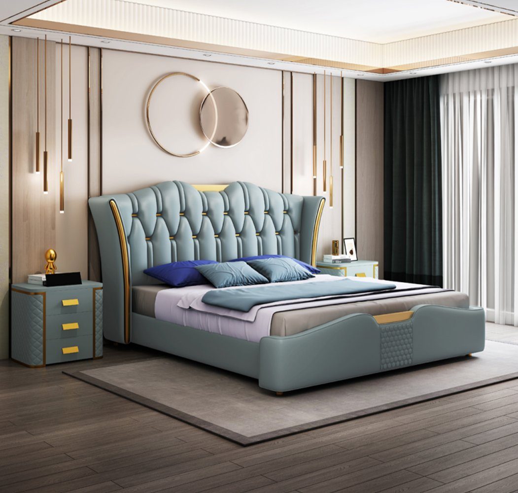 Bett Hotel Made Edelstahl Schlafzimmer Designer JVmoebel Luxus Moderne Betten (Bett), Doppel in Europe Bett