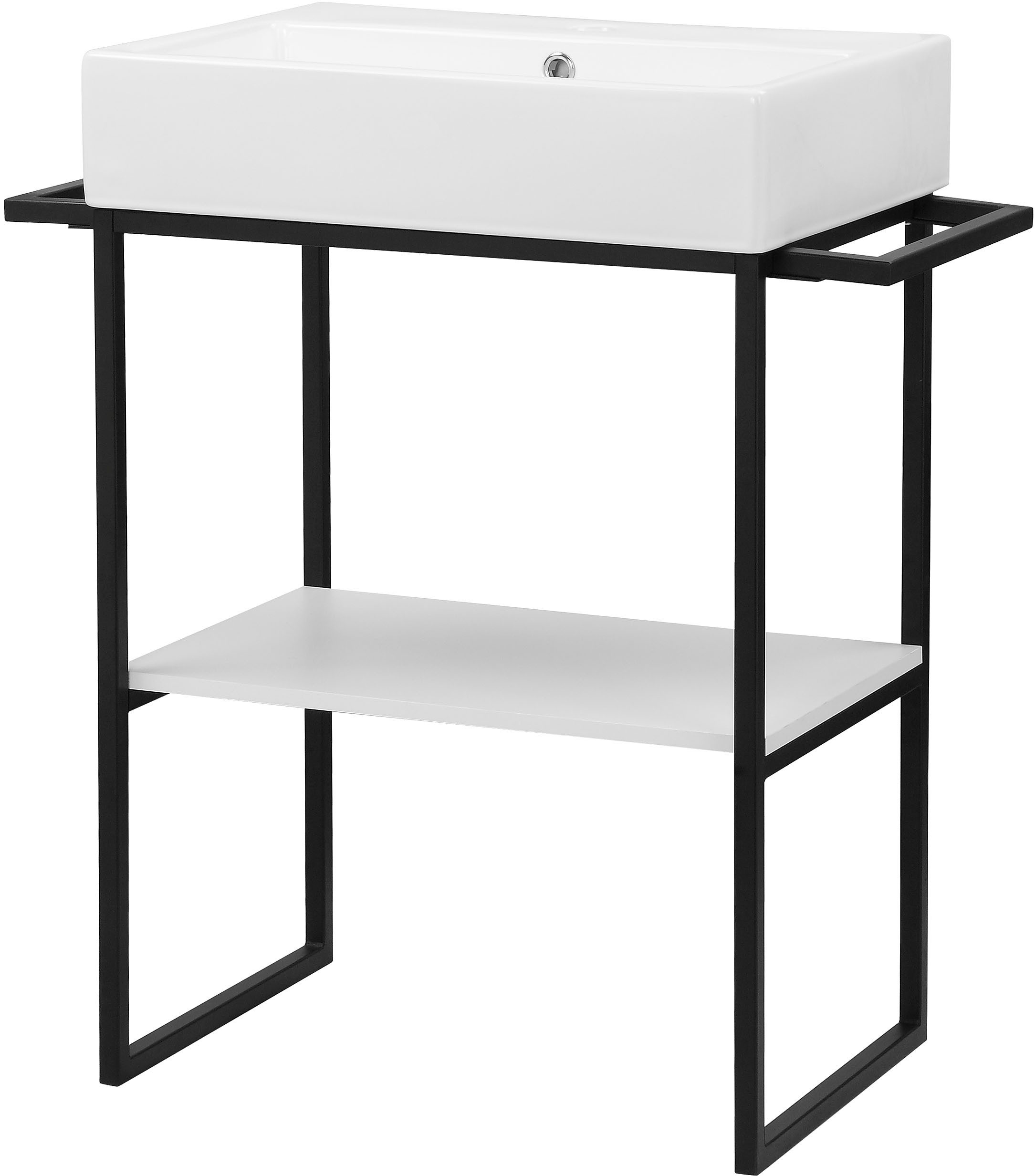 welltime Waschtisch Stockholm, Badmöbel Metalloptik inkl. Becken, Breite 60 günstig online kaufen