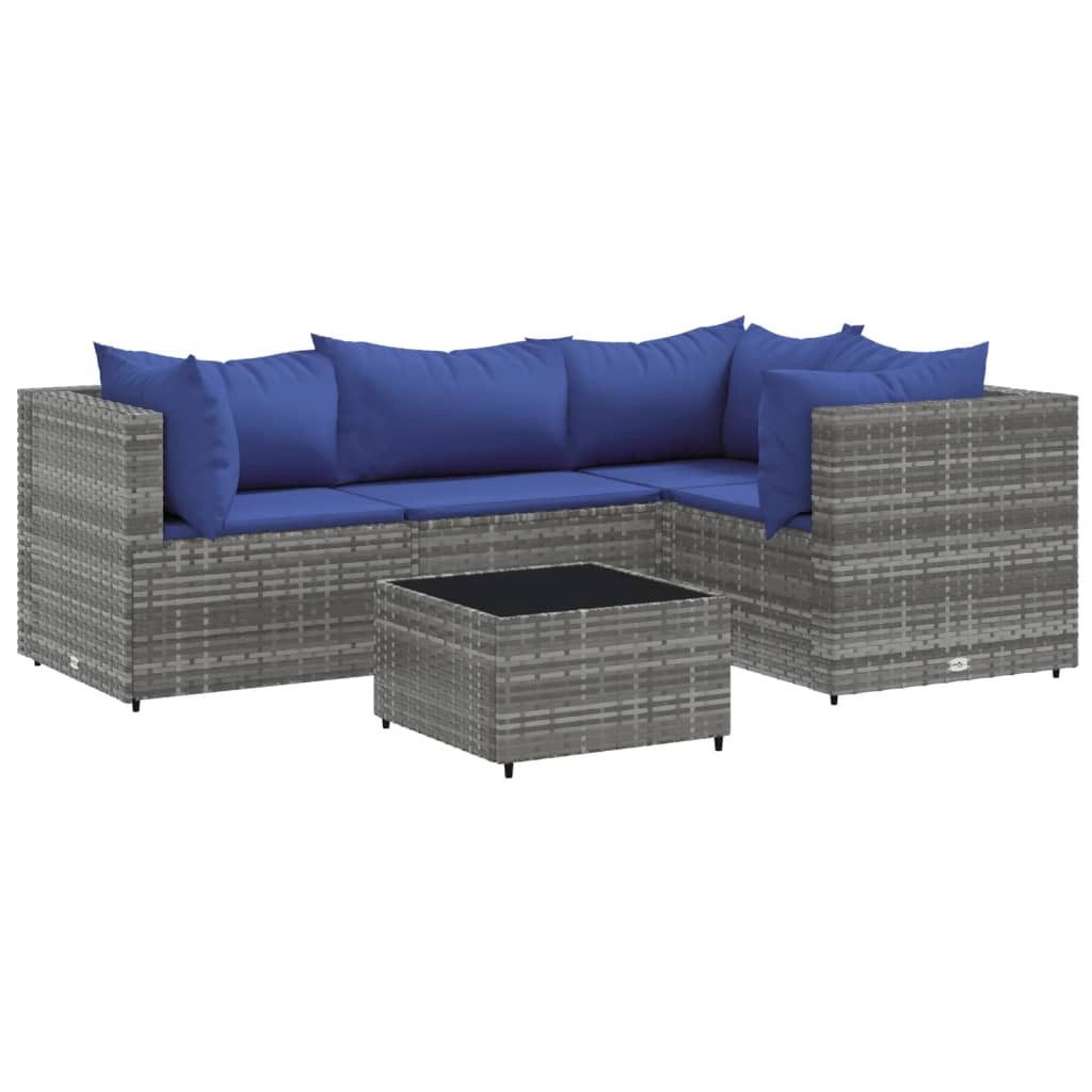 vidaXL Gartenlounge-Set 5-tlg. Garten-Lounge-Set mit Kissen günstig online kaufen