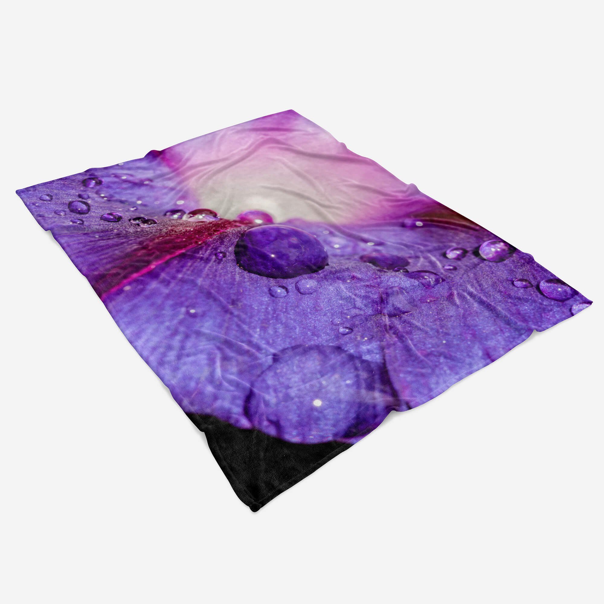 Strandhandtuch Violett Baumwolle-Polyester-Mix Sinus mit Kuscheldecke Fotomotiv Art Handtuch Handtuch (1-St), Saunatuch Wassertrop, Handtücher