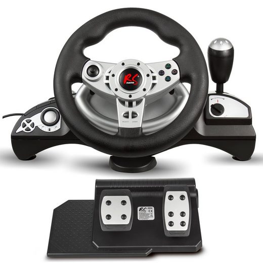 NanoRS »RS700« Gaming-Lenkrad (inkl. Handschaltung u. Pedalen, 8 in 1 Kompatibilität; Vibrations ...