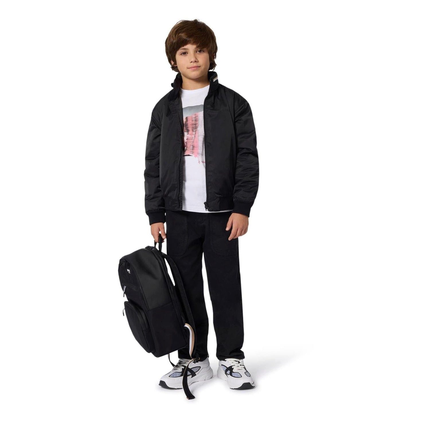 Boss Kidswear Kinderrucksack BOSS Kids – Rucksack aus beschichtetem Textil Schwarz